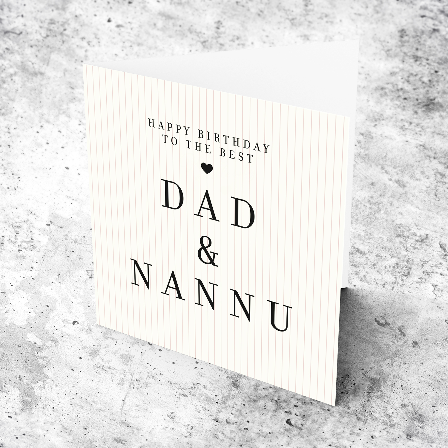 A modern striped neutral background Birthday card for the best dad & nannu in English