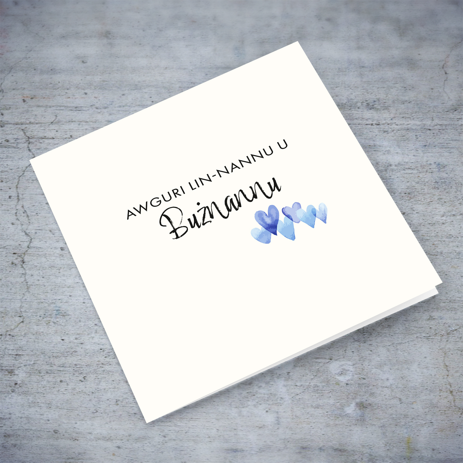 A minimalist birthday card for Grandpa & Great Grandpa with a blue heart detail in Maltese