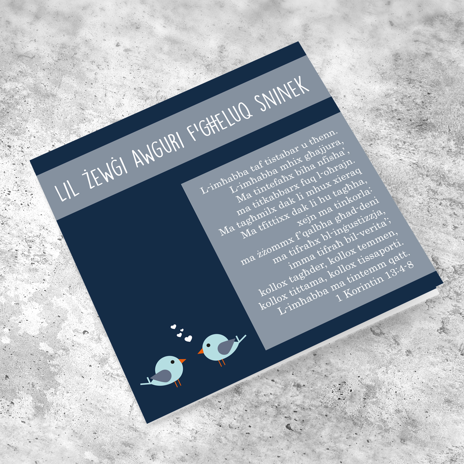 Birthday card for husband with biblical verse in Maltese