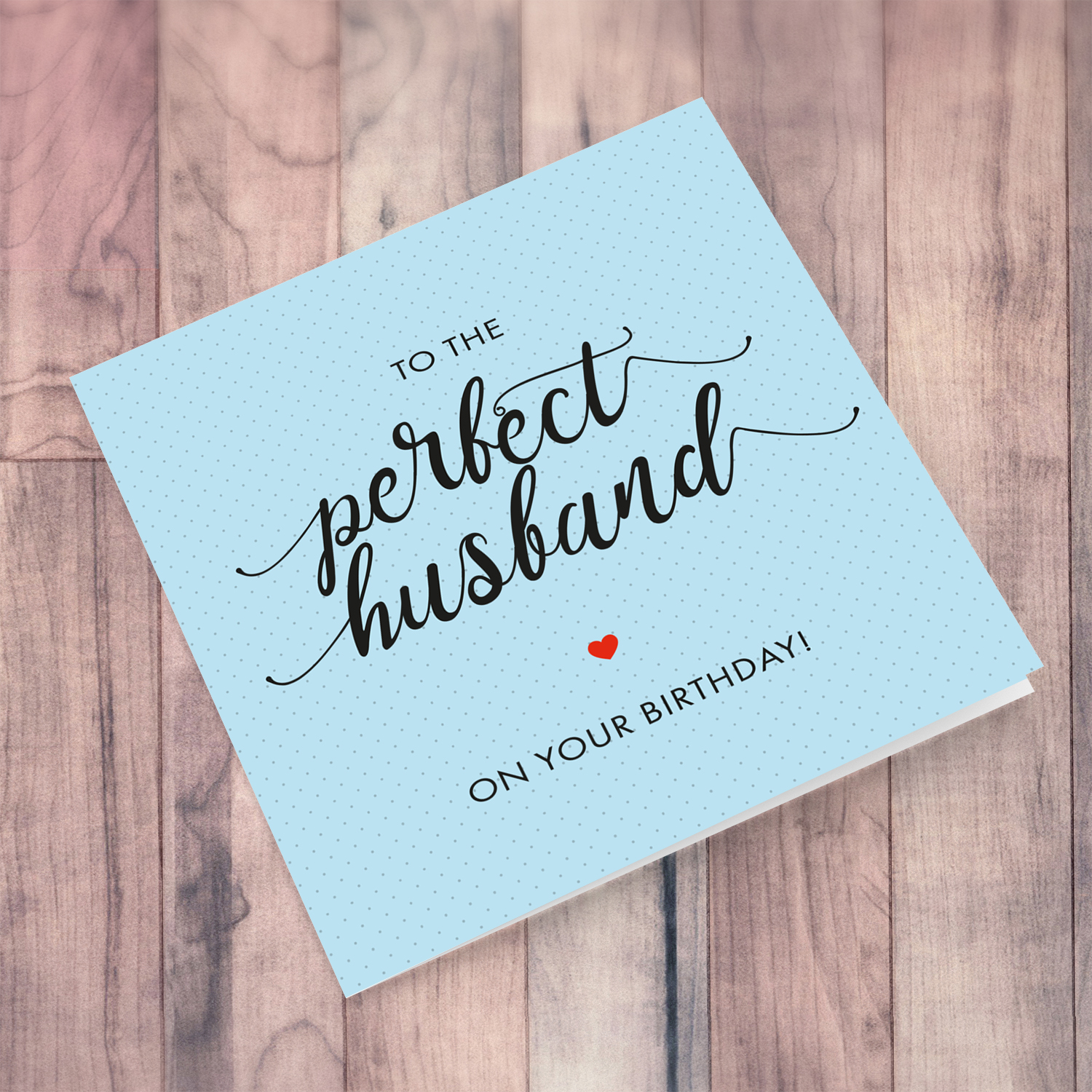 Light blue dotted background husband birthday card in English