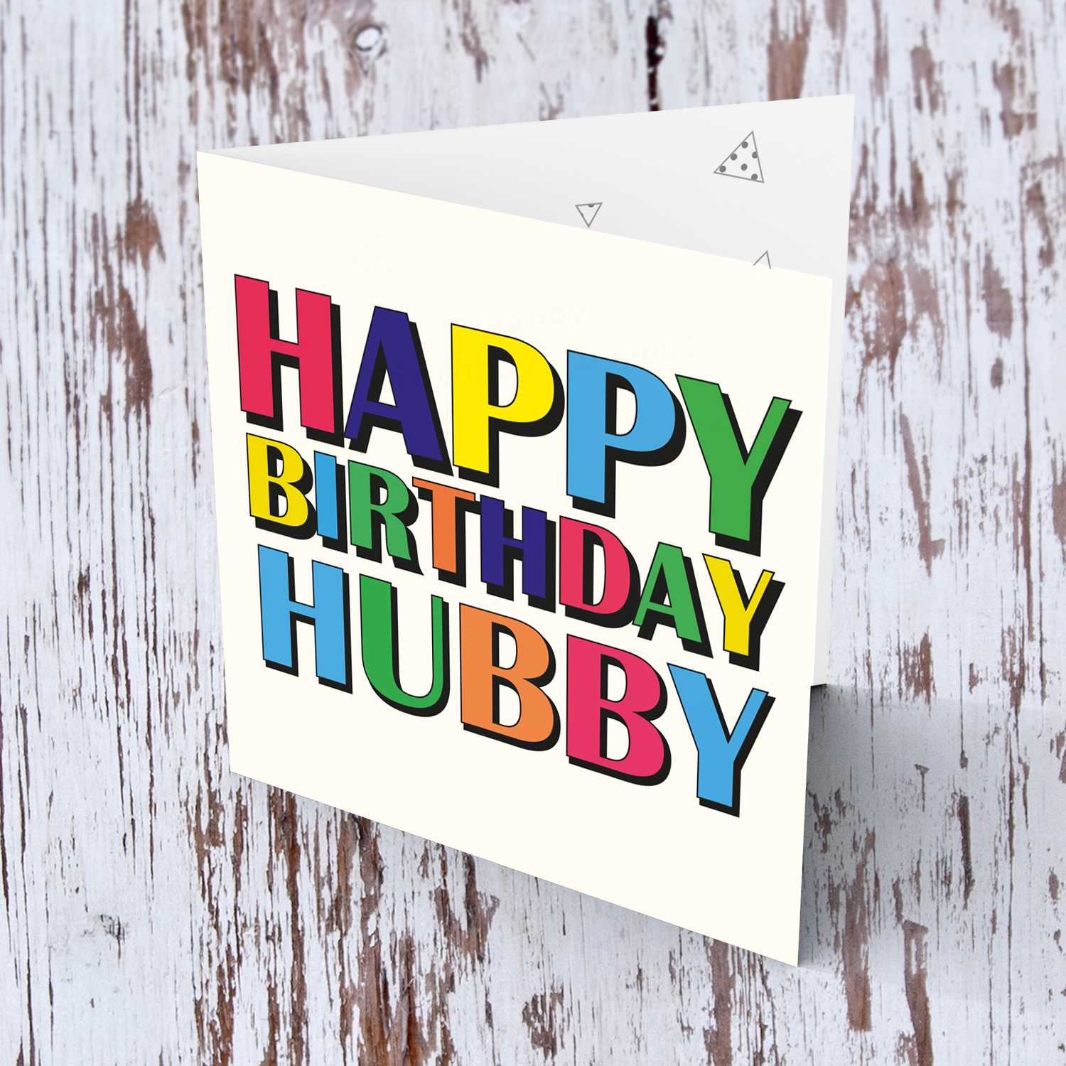 Colourful wording birthday card for hubby in English