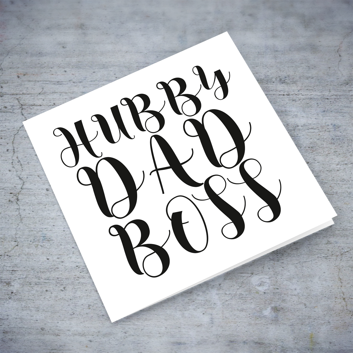 Hubby Dad Boss minimalist birthday card in English