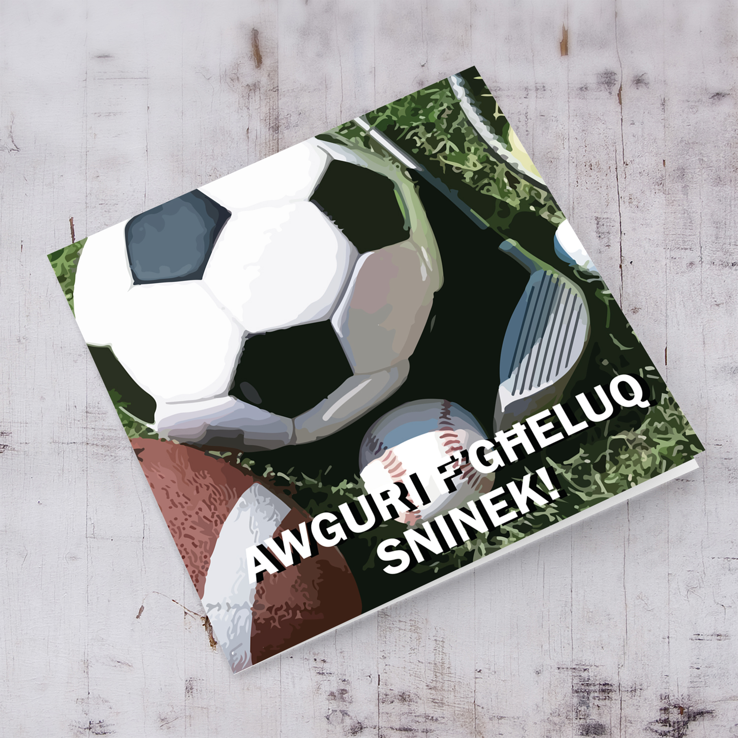 Various sport themed birthday card in Maltese