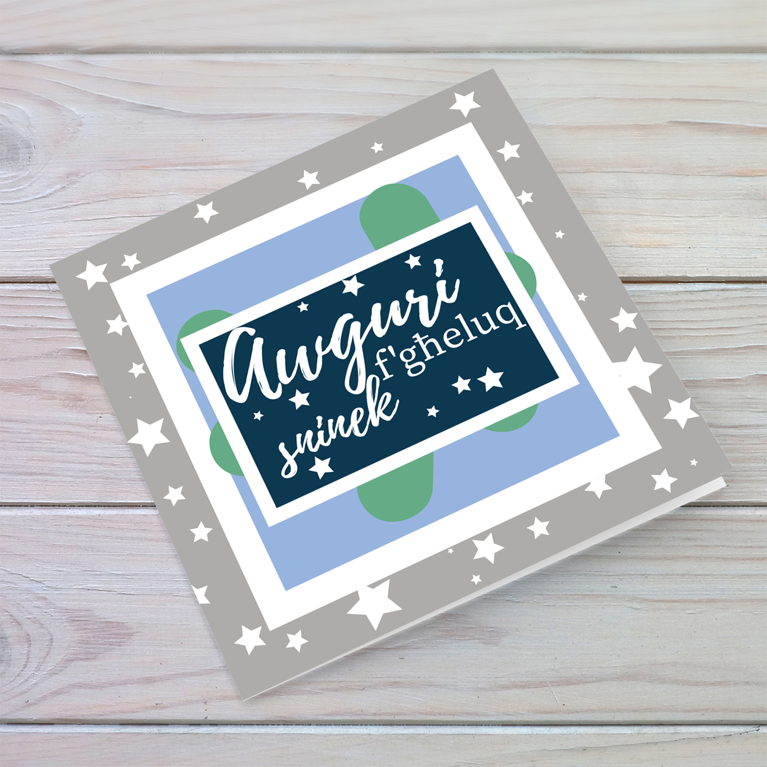 Birthday card for males with stars in Maltese 