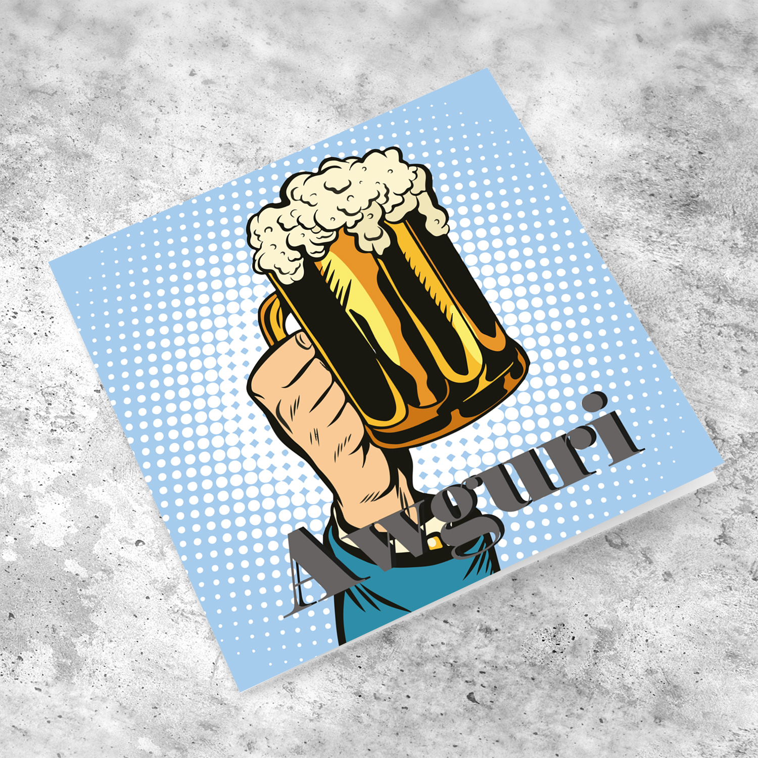 Beer themed birthday card in Maltese