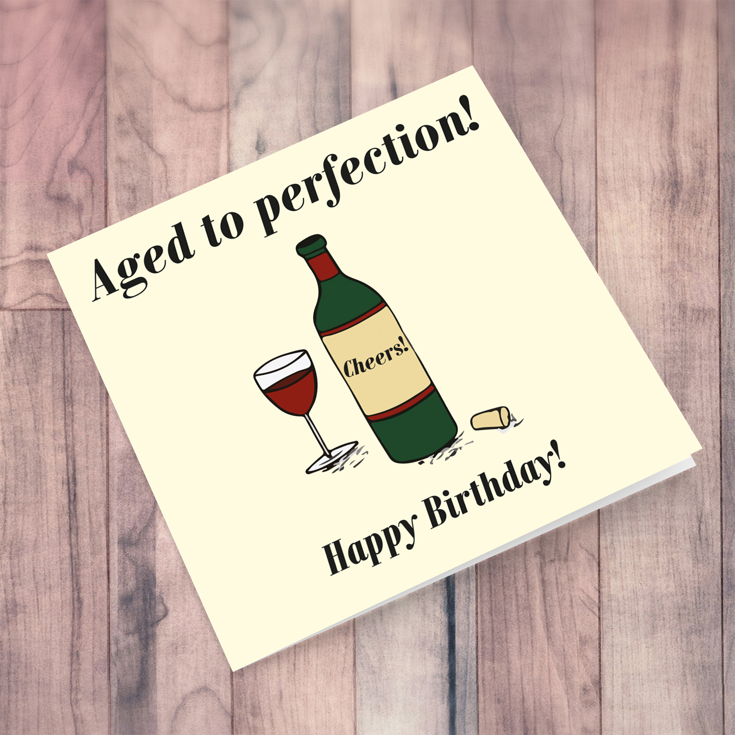 Wine themed birthday card in English