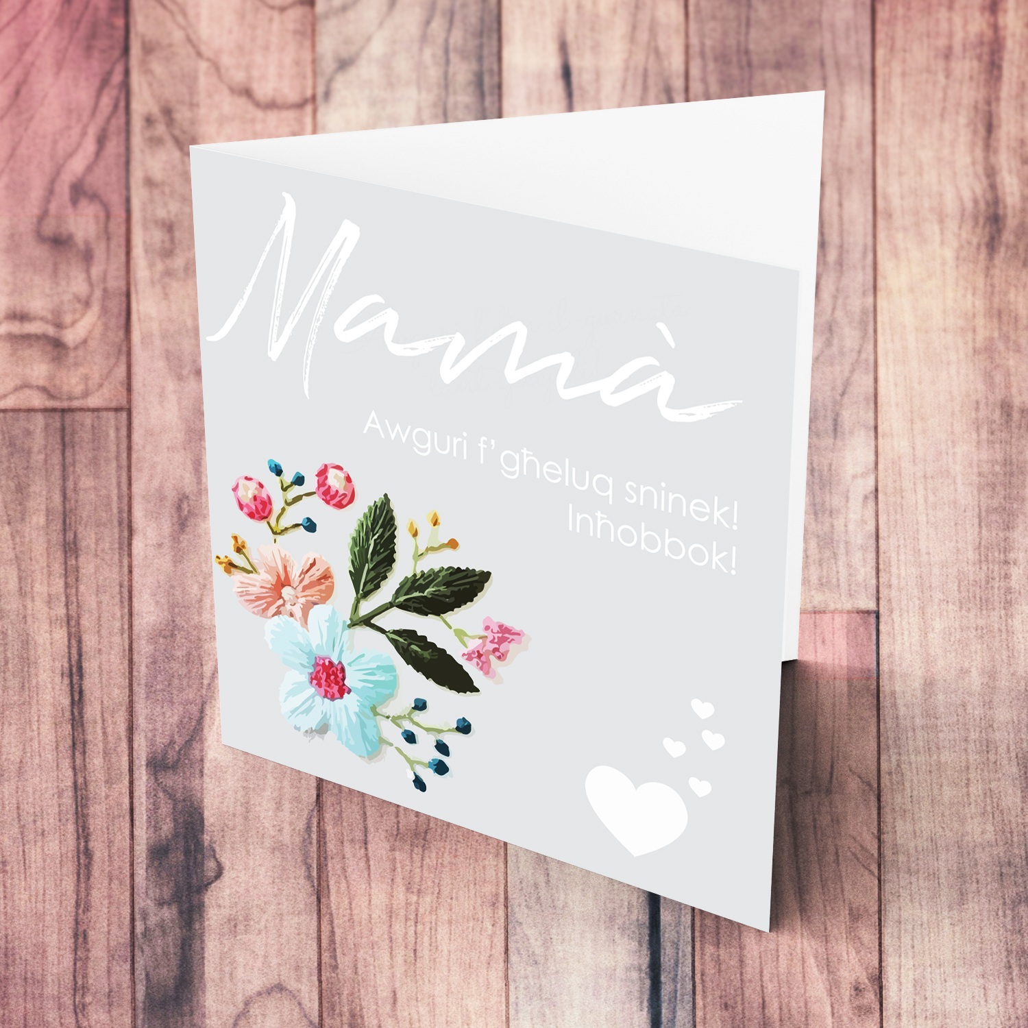 Flower themed birthday card for mother in Maltese