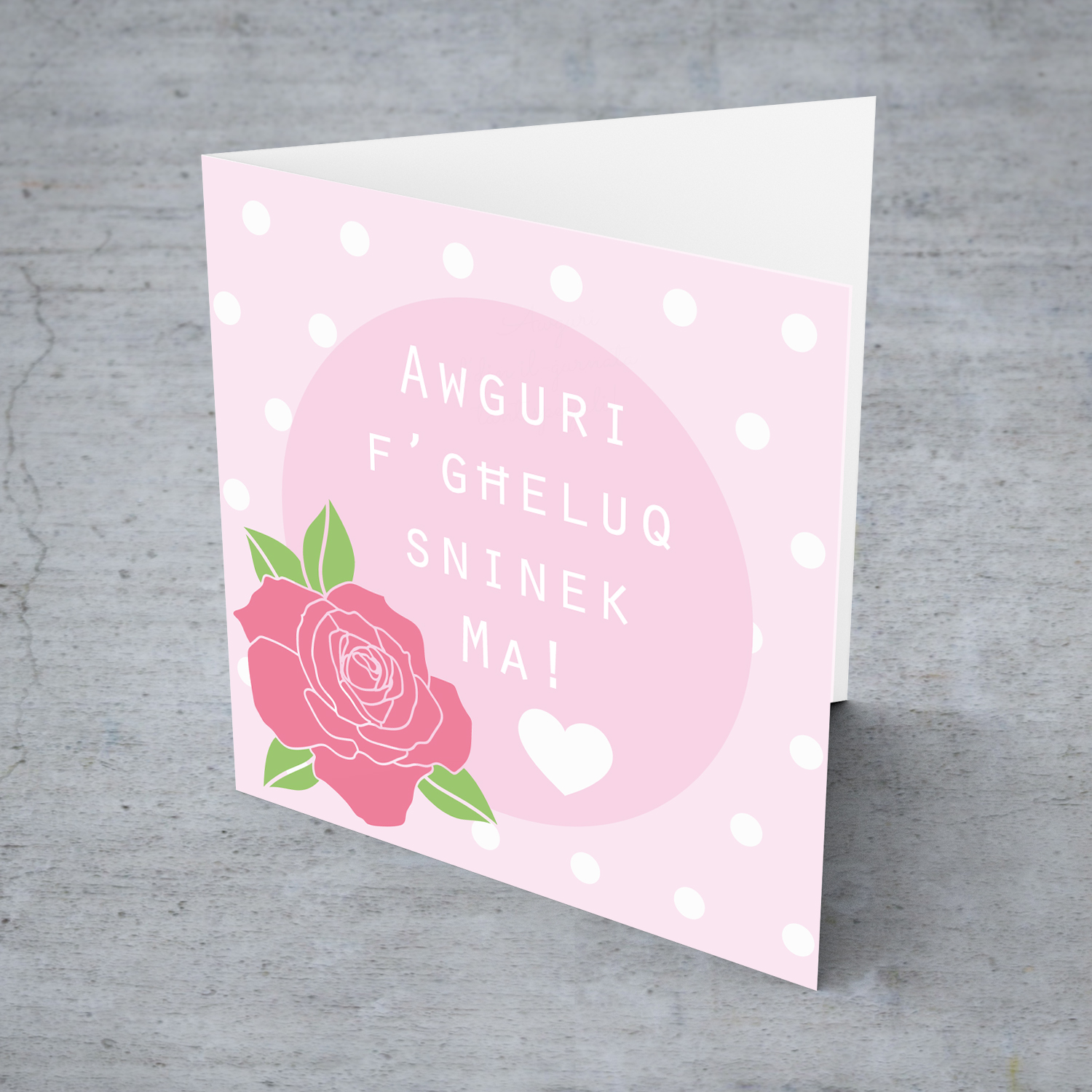 Rose themed birthday card for mother in Maltese
