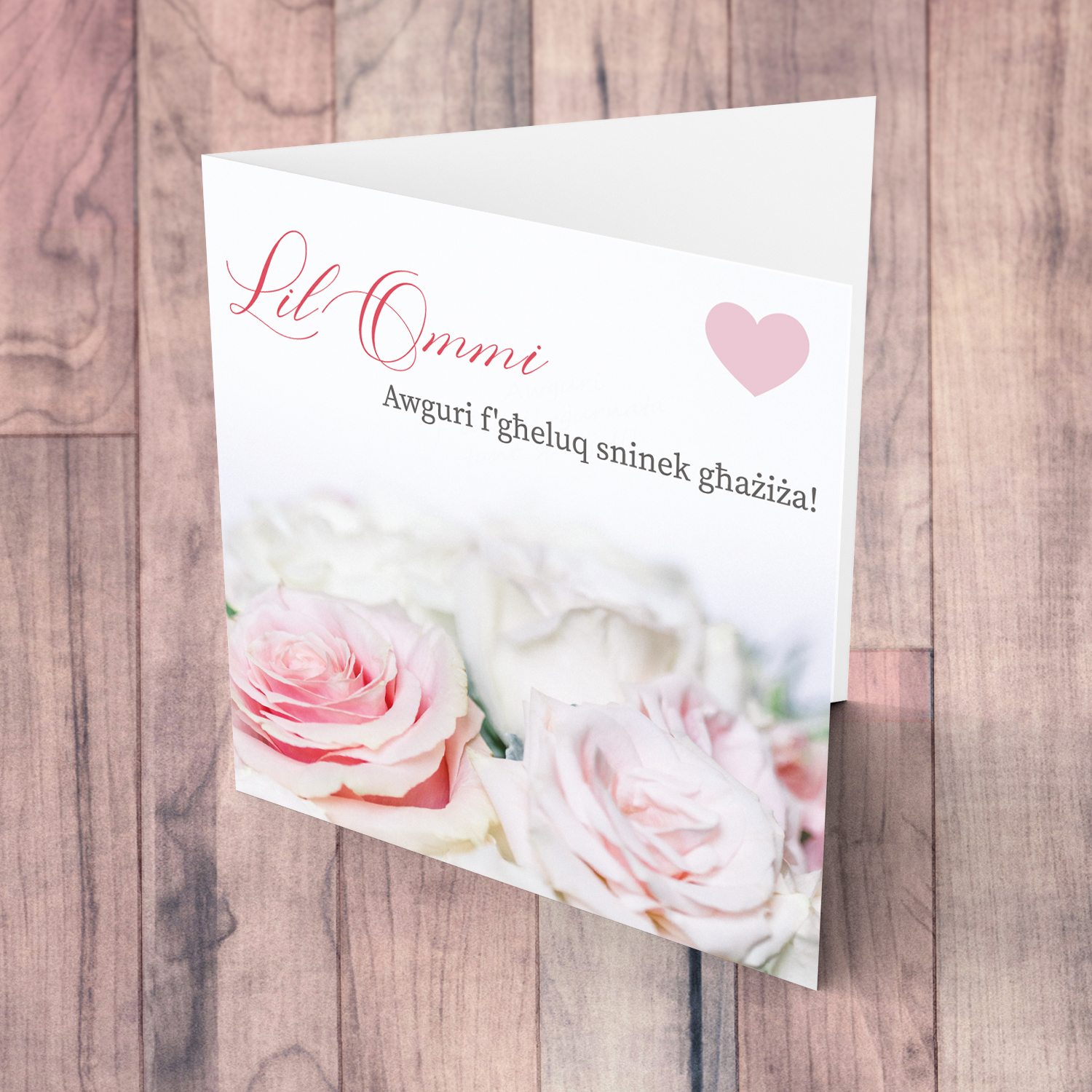 Flower themed birthday card for mother in Maltese