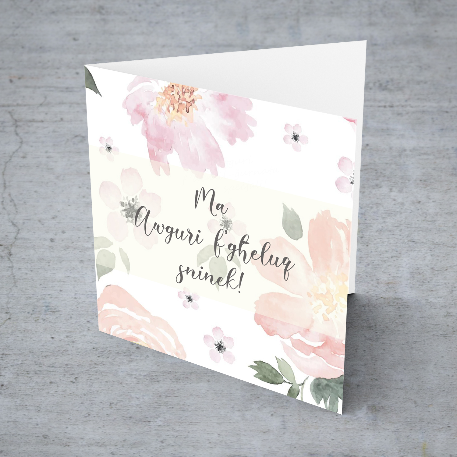 Pastel flower themed birthday card for mother in Maltese