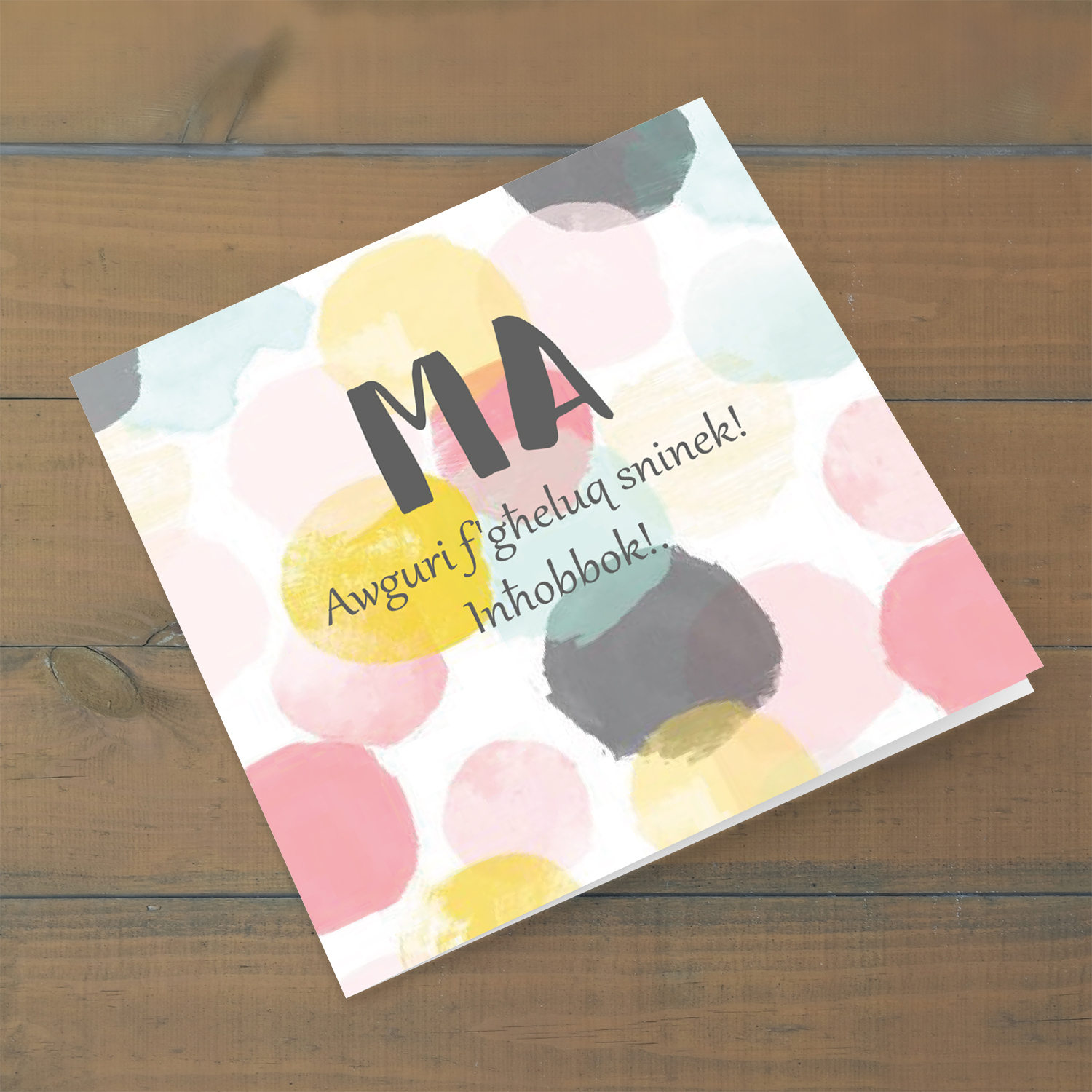 Colourful birthday card for mother in Maltese