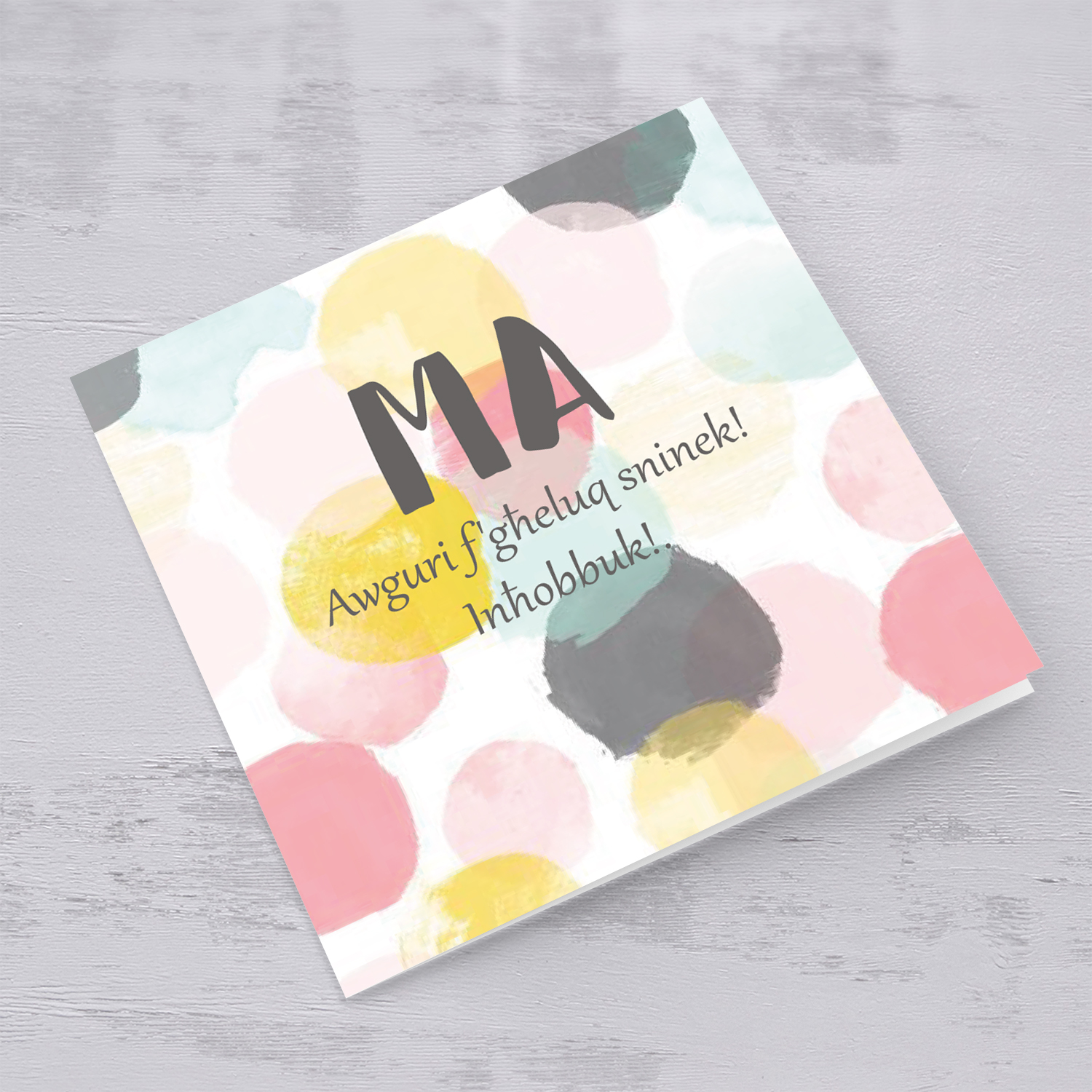 Colourful birthday card for mother in Maltese (Plural)