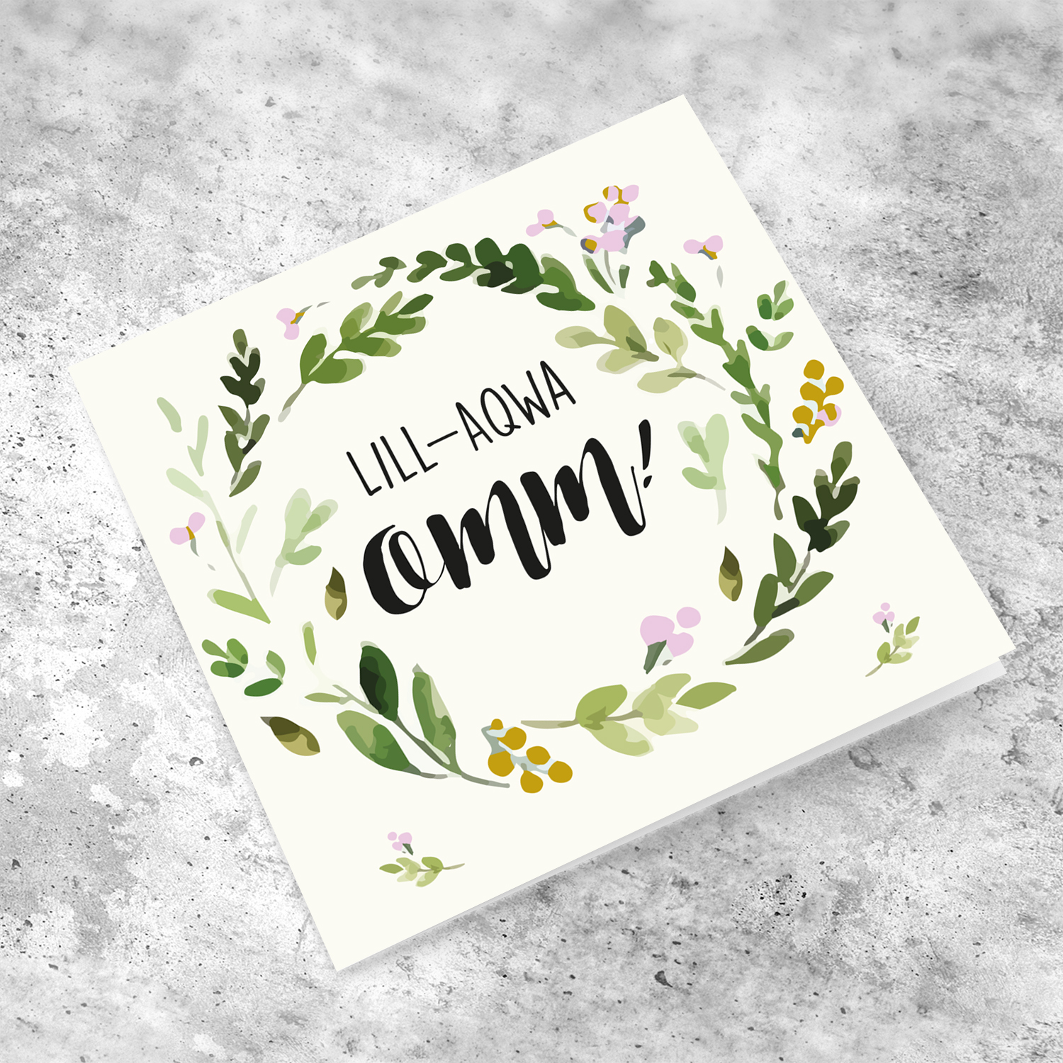 Floral wreath birthday card for mother with pink and gold tones in maltese