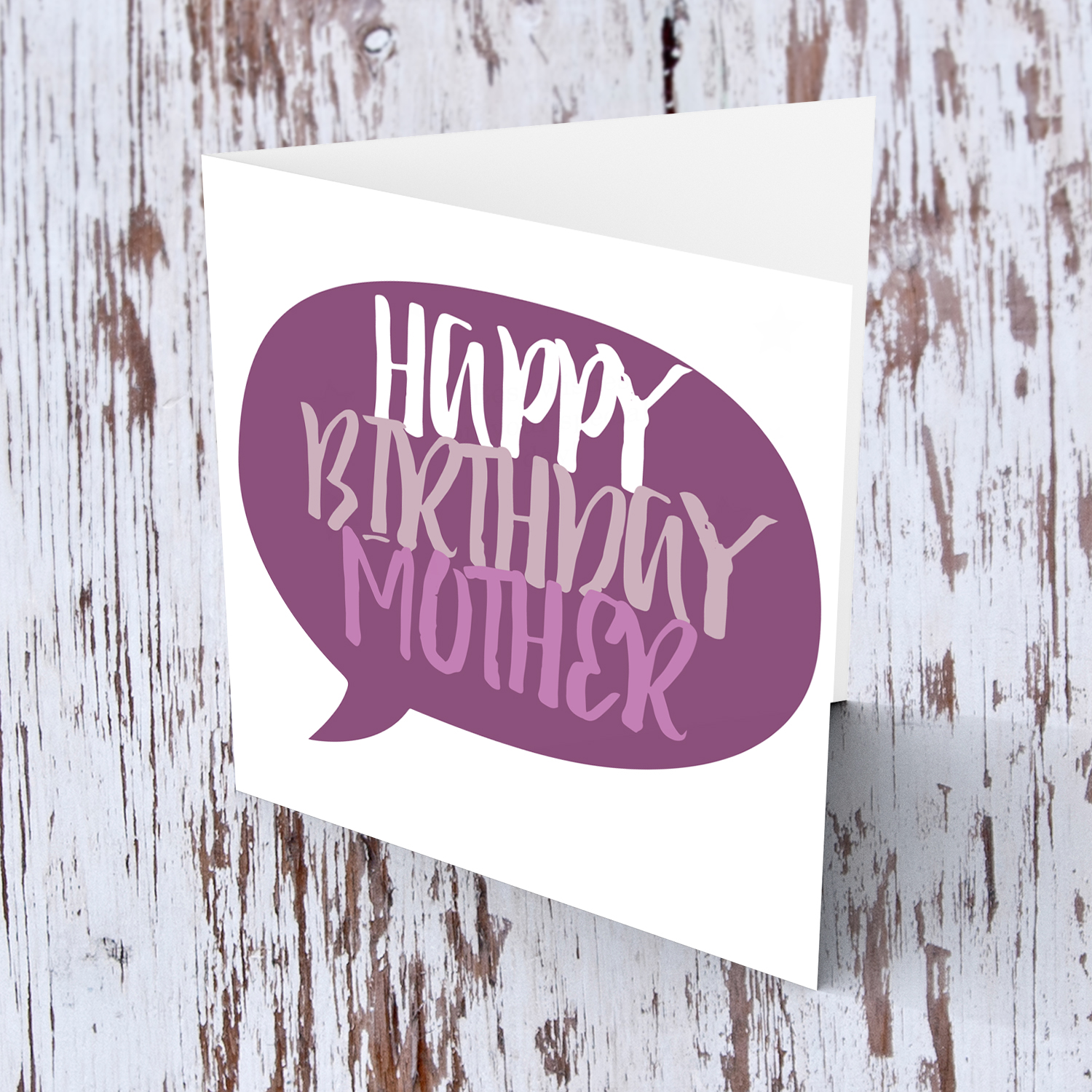 Speech bubble themed birthday card in purple tones (English) for Mother