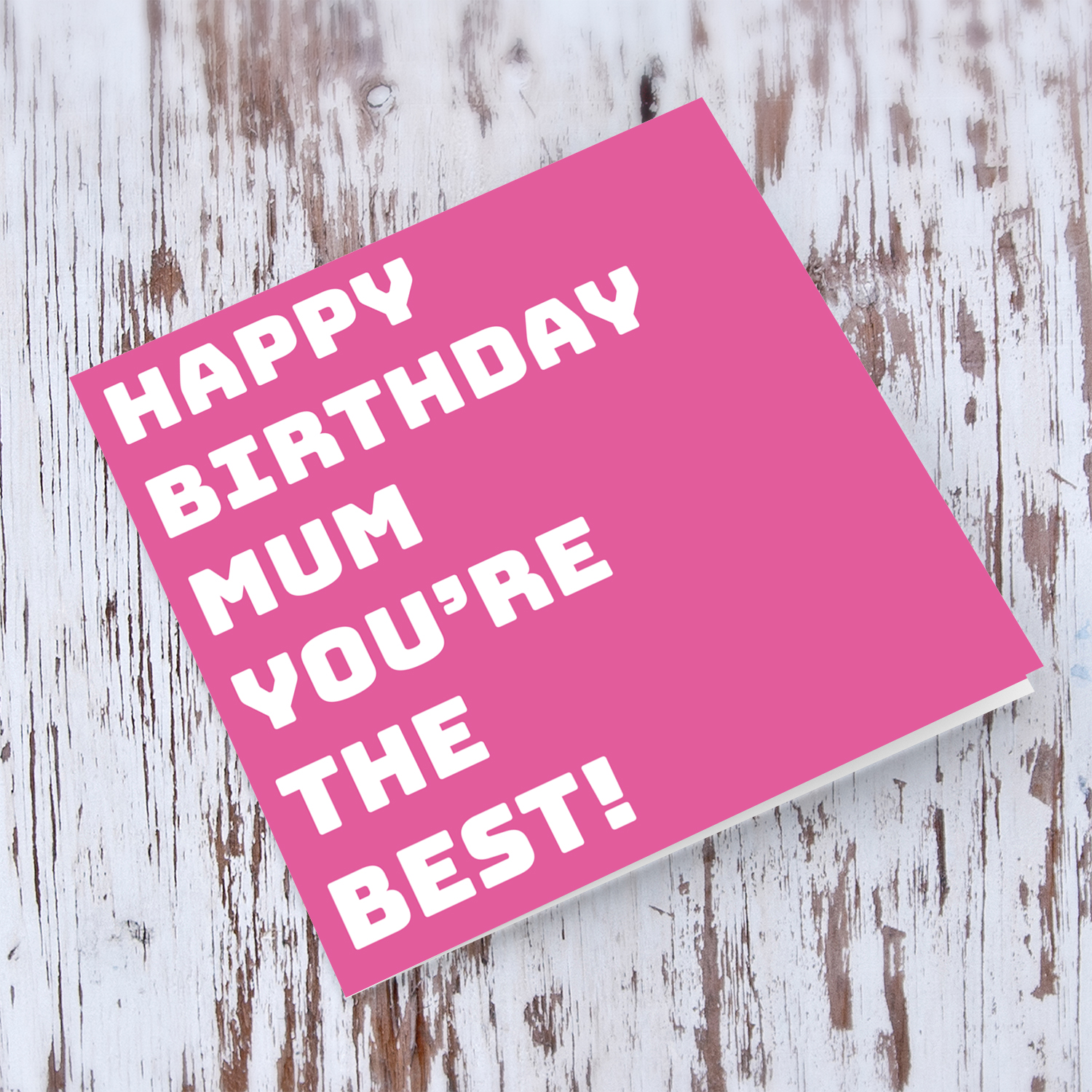 Pink block colour background birthday card for mum in English