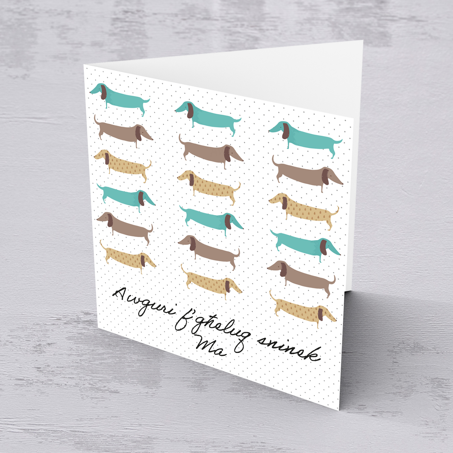 Dog repetitive pattern birthday card for Mother in Maltese