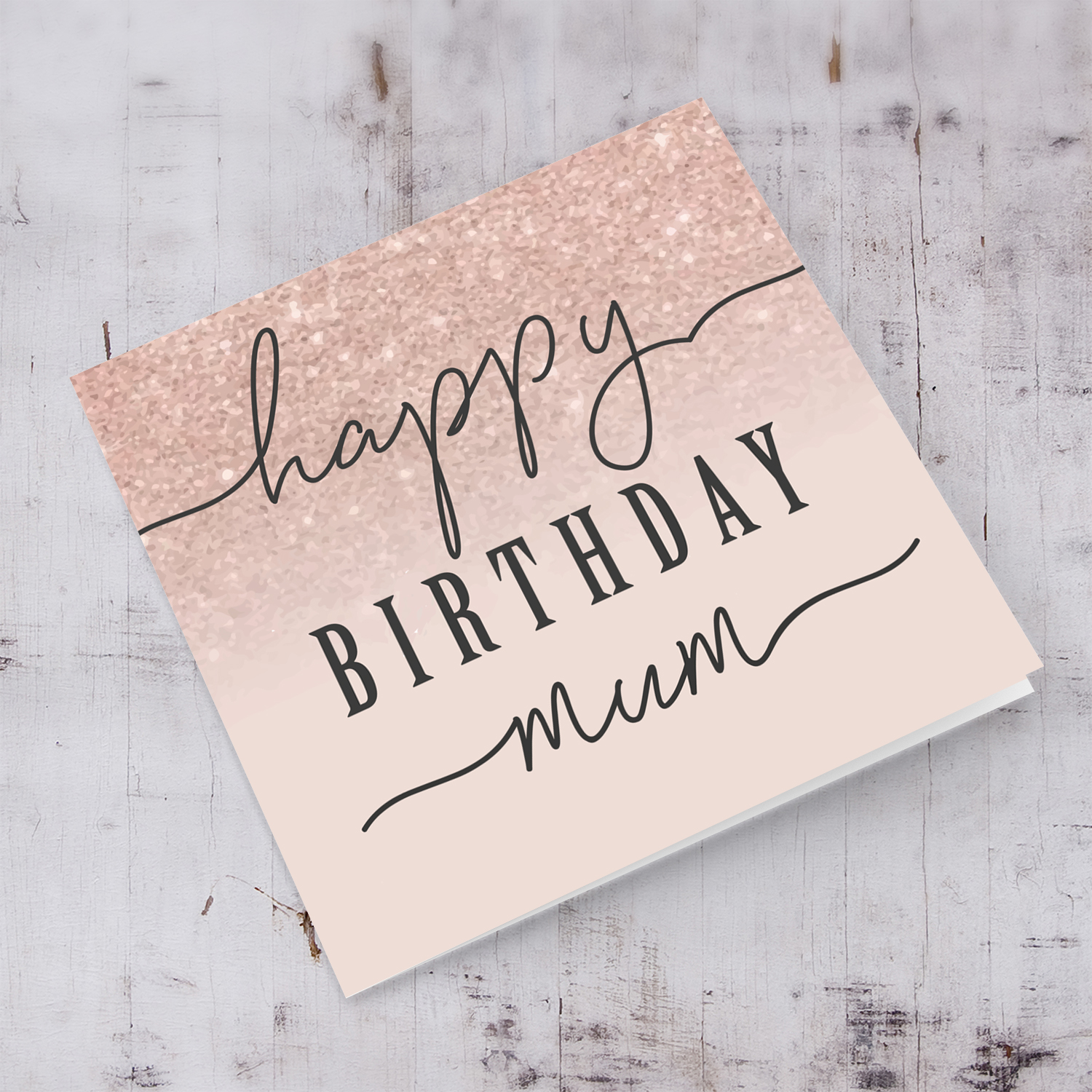 Dusty rose with sparkly background birthday card for mum in English