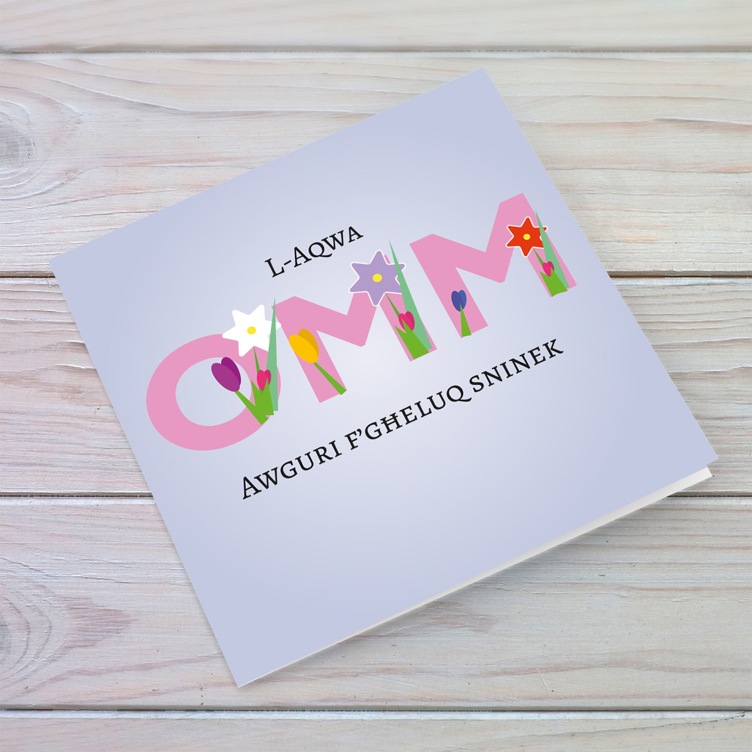 Best mum - birthday card for mother with cute flowers in Maltese