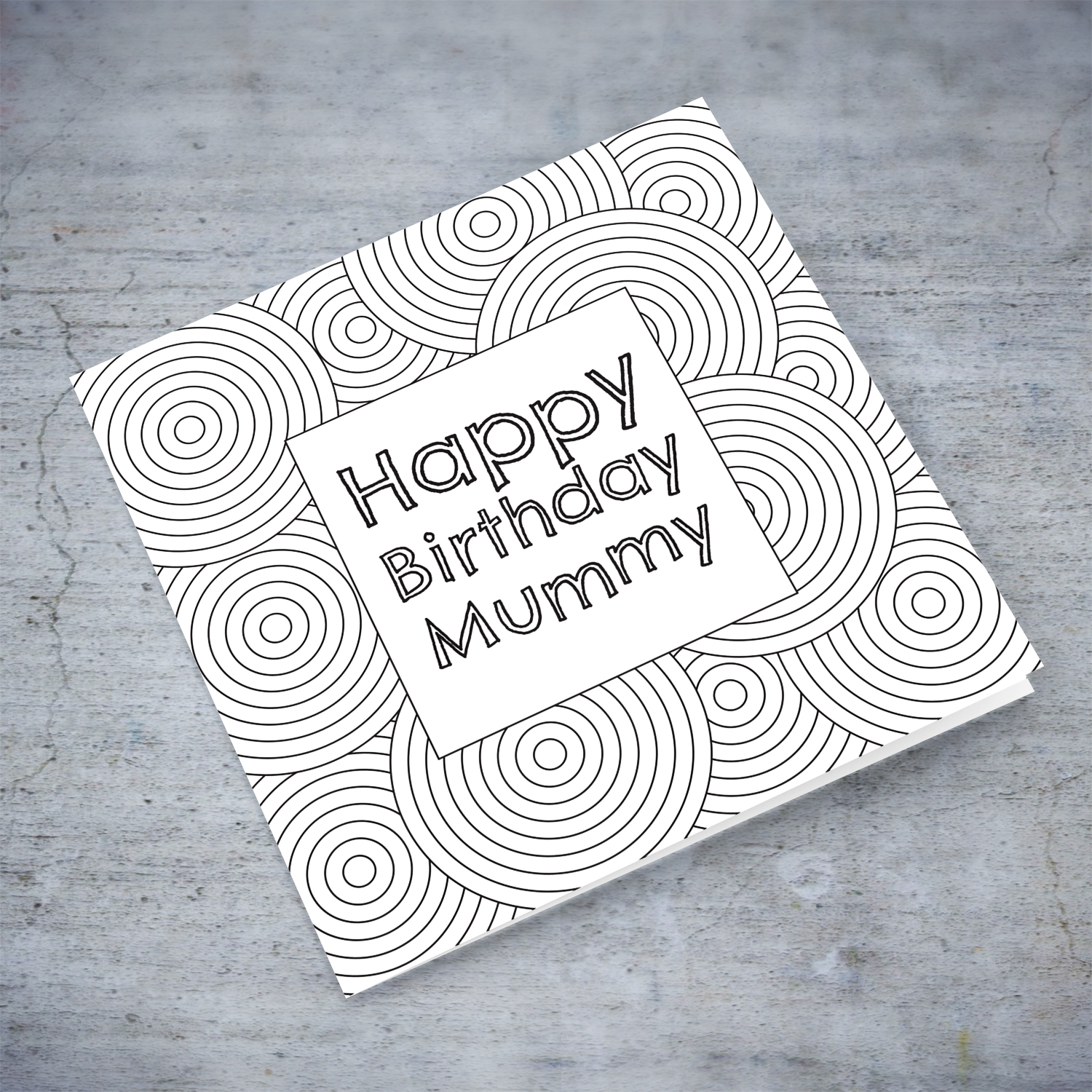 Colouring card for mummy with loads of circles in English