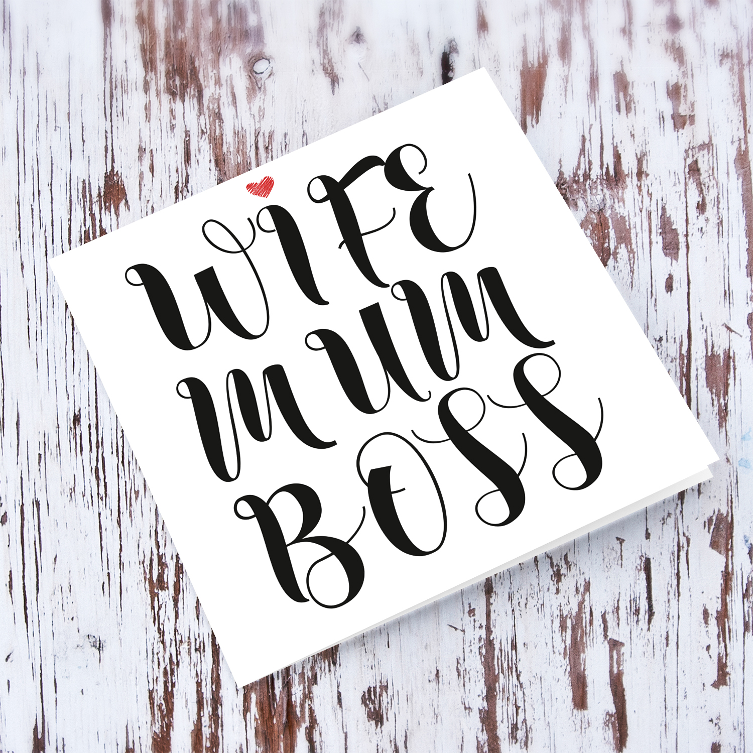Wife Mum Boss minimalist birthday card in English