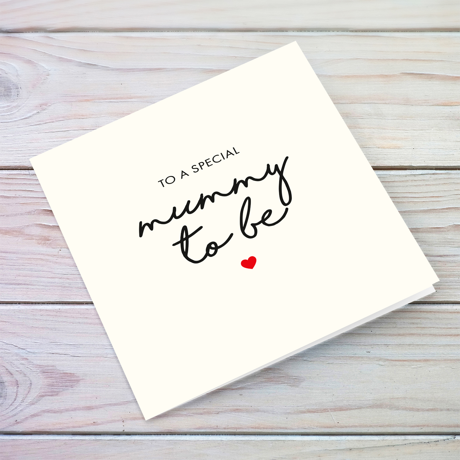To a special mummy to be minimalist birthday card with red heart in English