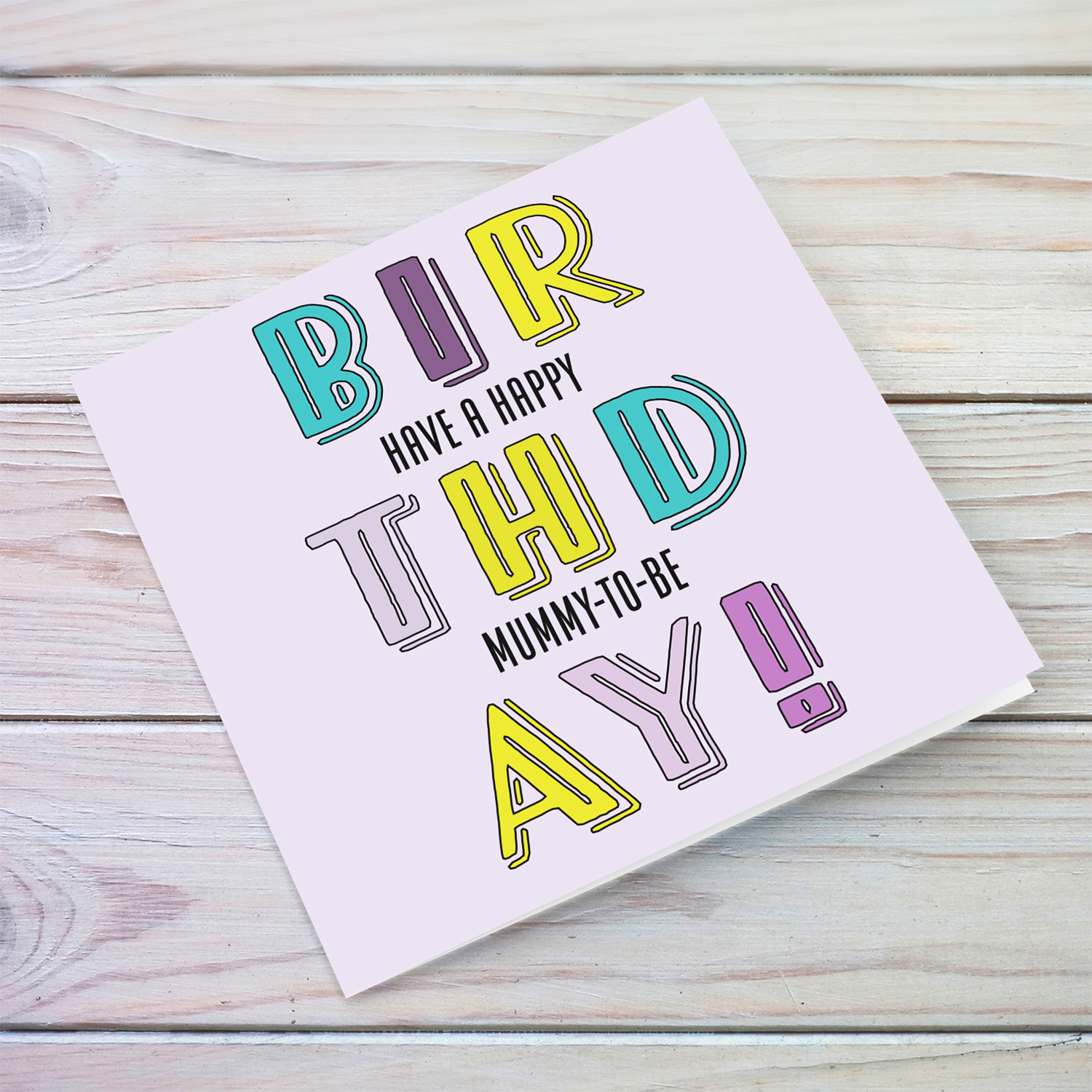 Colourful pastel coloured greeting card for mummy to be in English