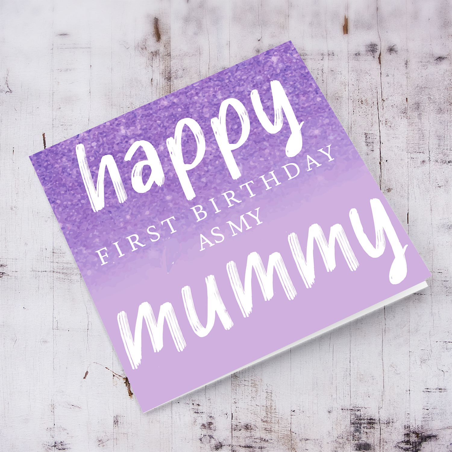 Happy First birthday as my mummy in light purple background in English