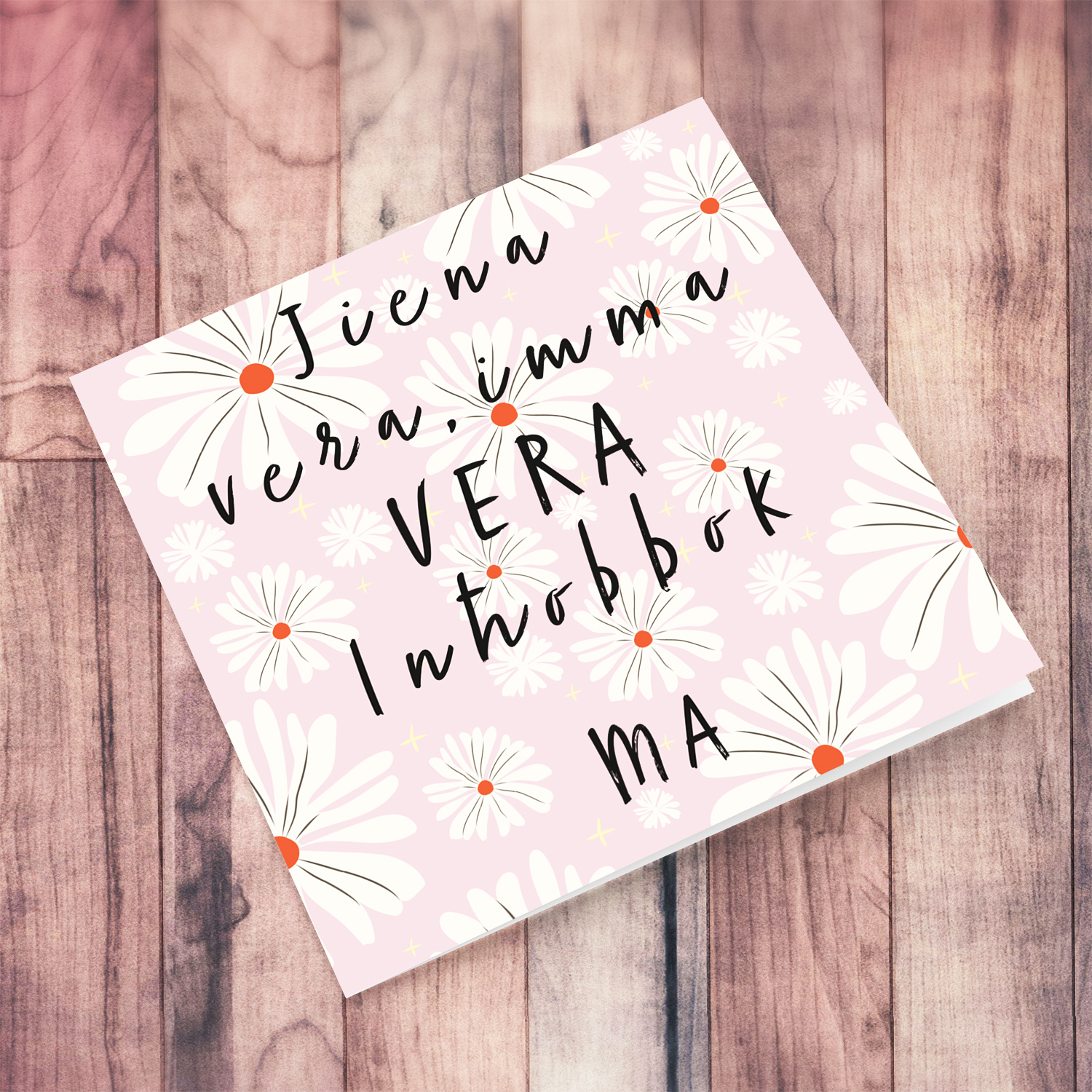 Pink flowery background biorthday card - I really love you Mum in Maltese