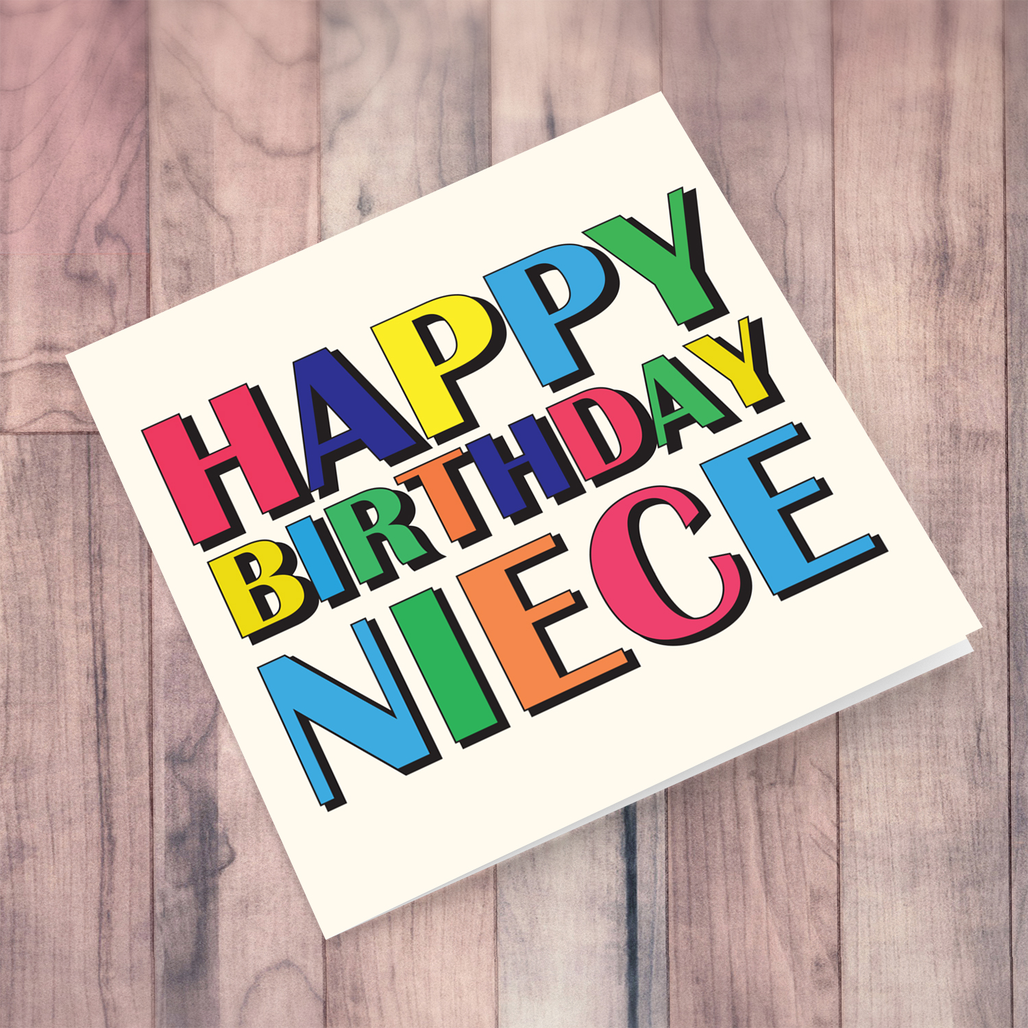 Colourful wording birthday card for Niece in English