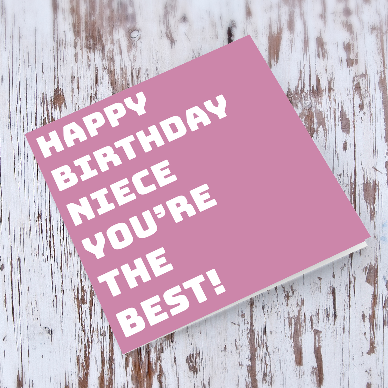 Dark pink block colour background birthday card for niece in English