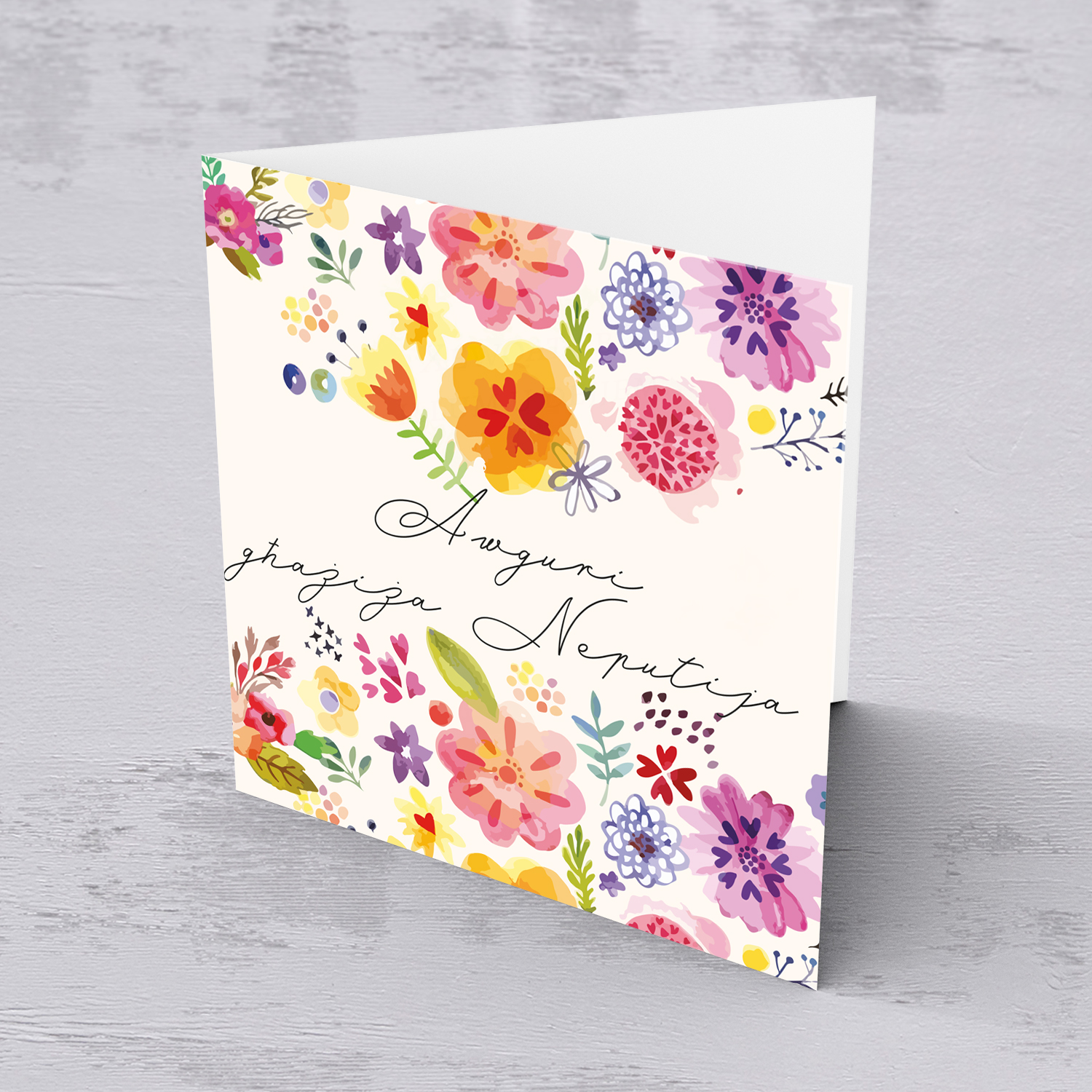 Colourful birthday card for niece in Maltese