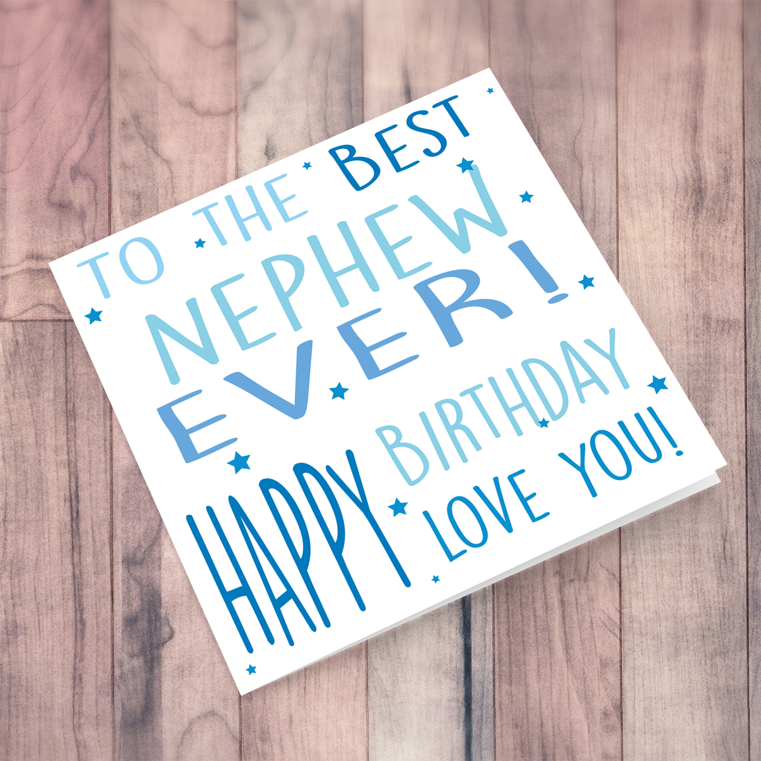 To the best nephew ever birthday card in blue tones (English)