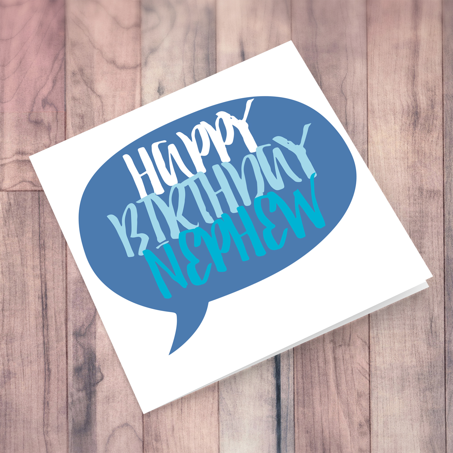 Speech bubble themed birthday card in blue tones (English) for Nephew