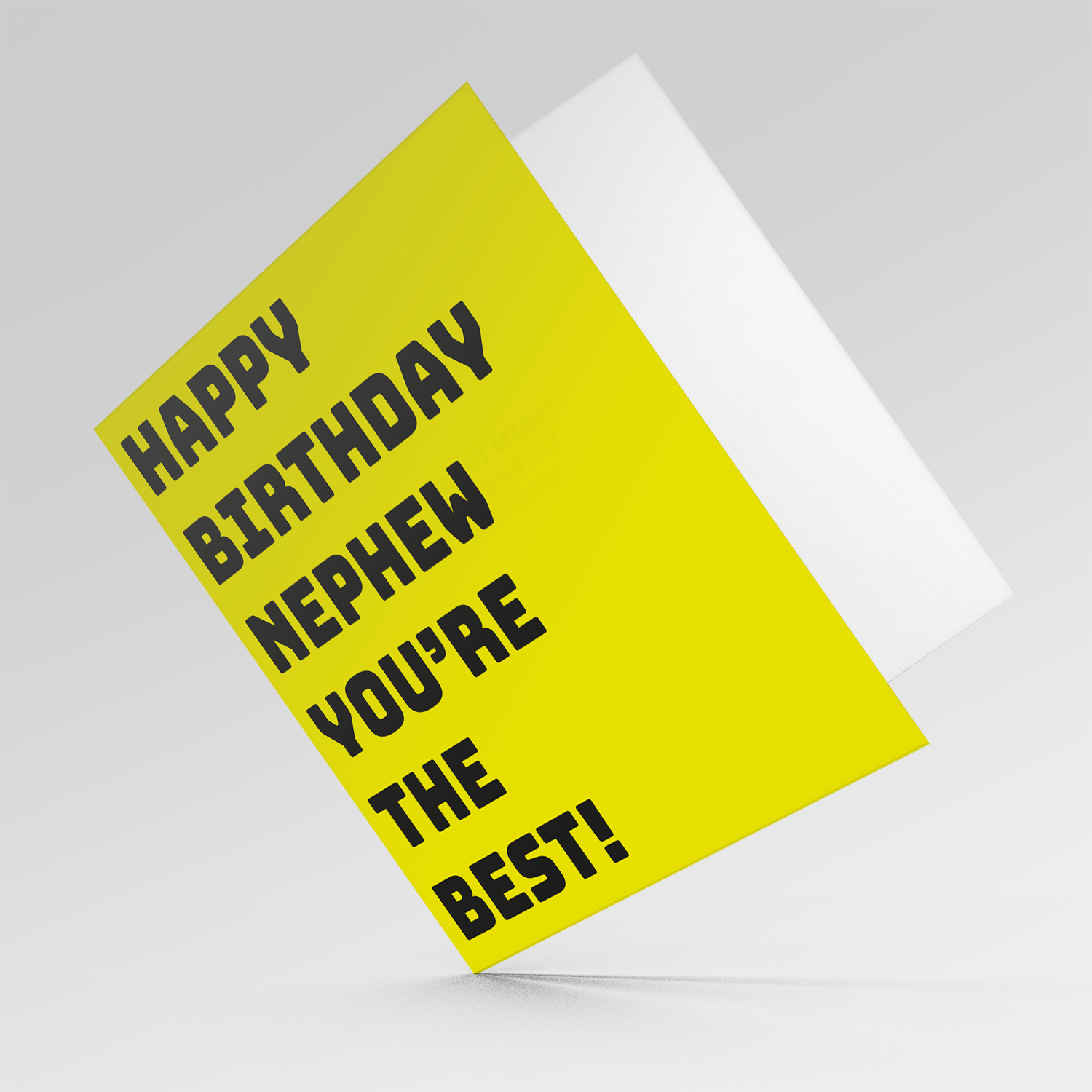 Yellow block colour background birthday card for nephew in English