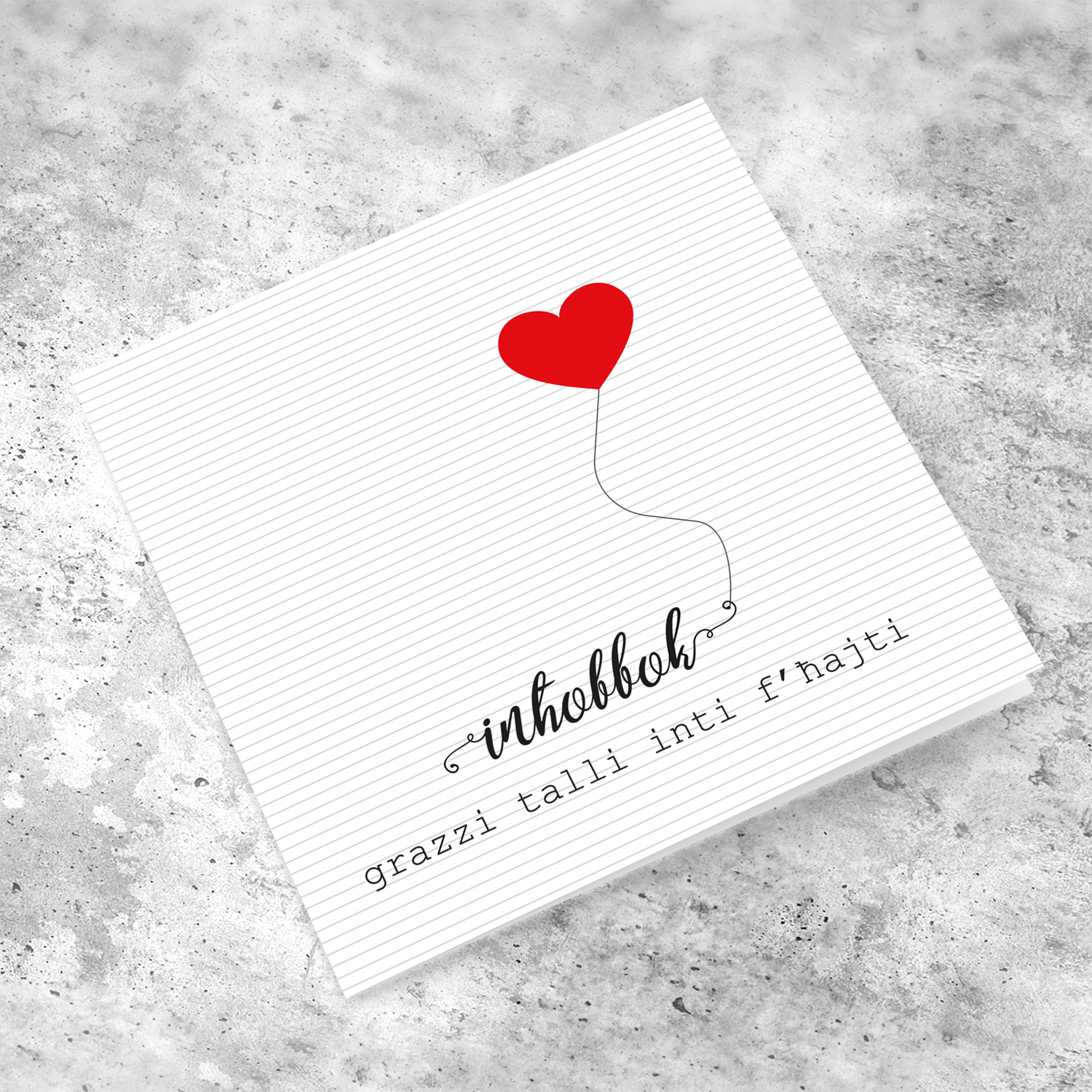 Heart themed birthday card in Maltese