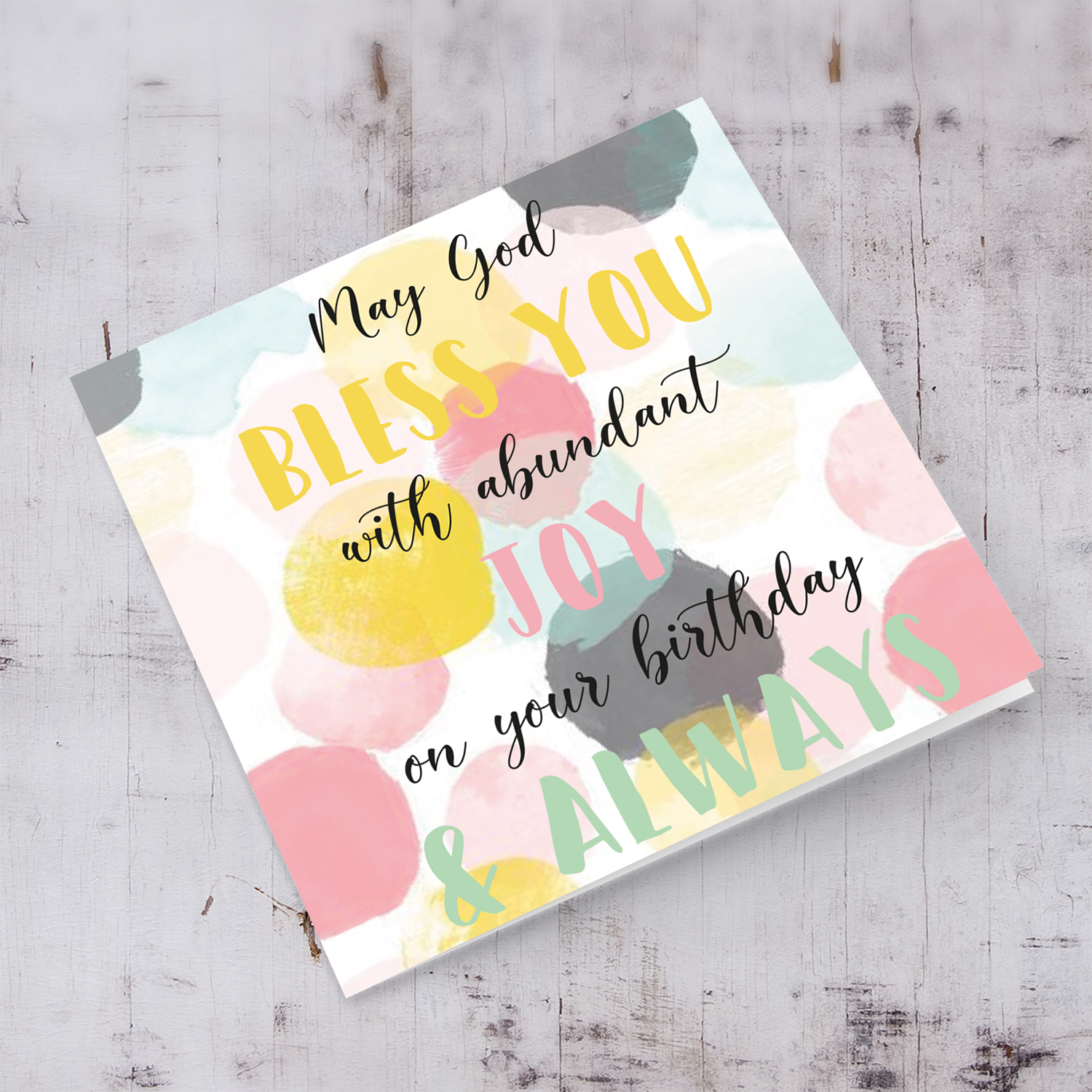 Religious Birthday card with colourful background in English