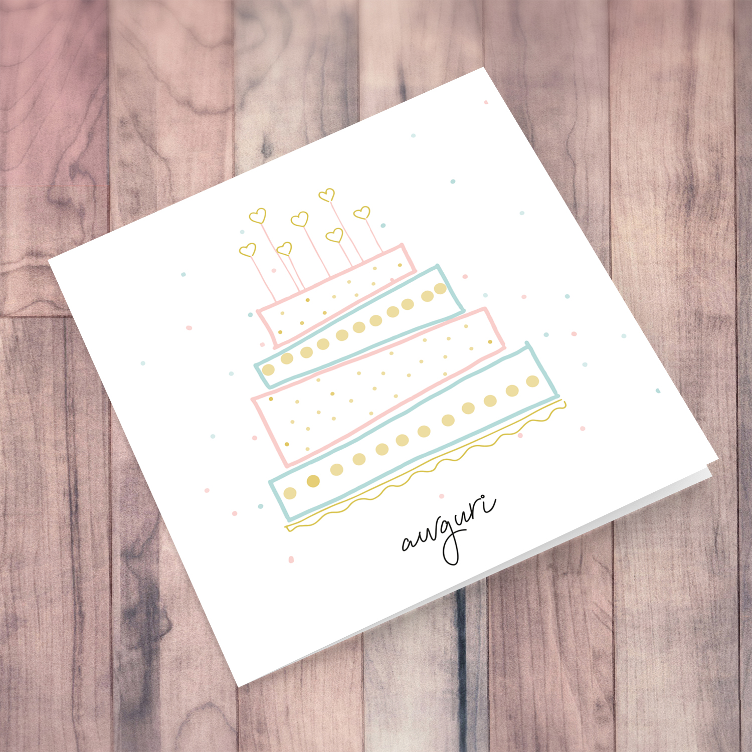 Multiple teared birthday cake card in Maltese