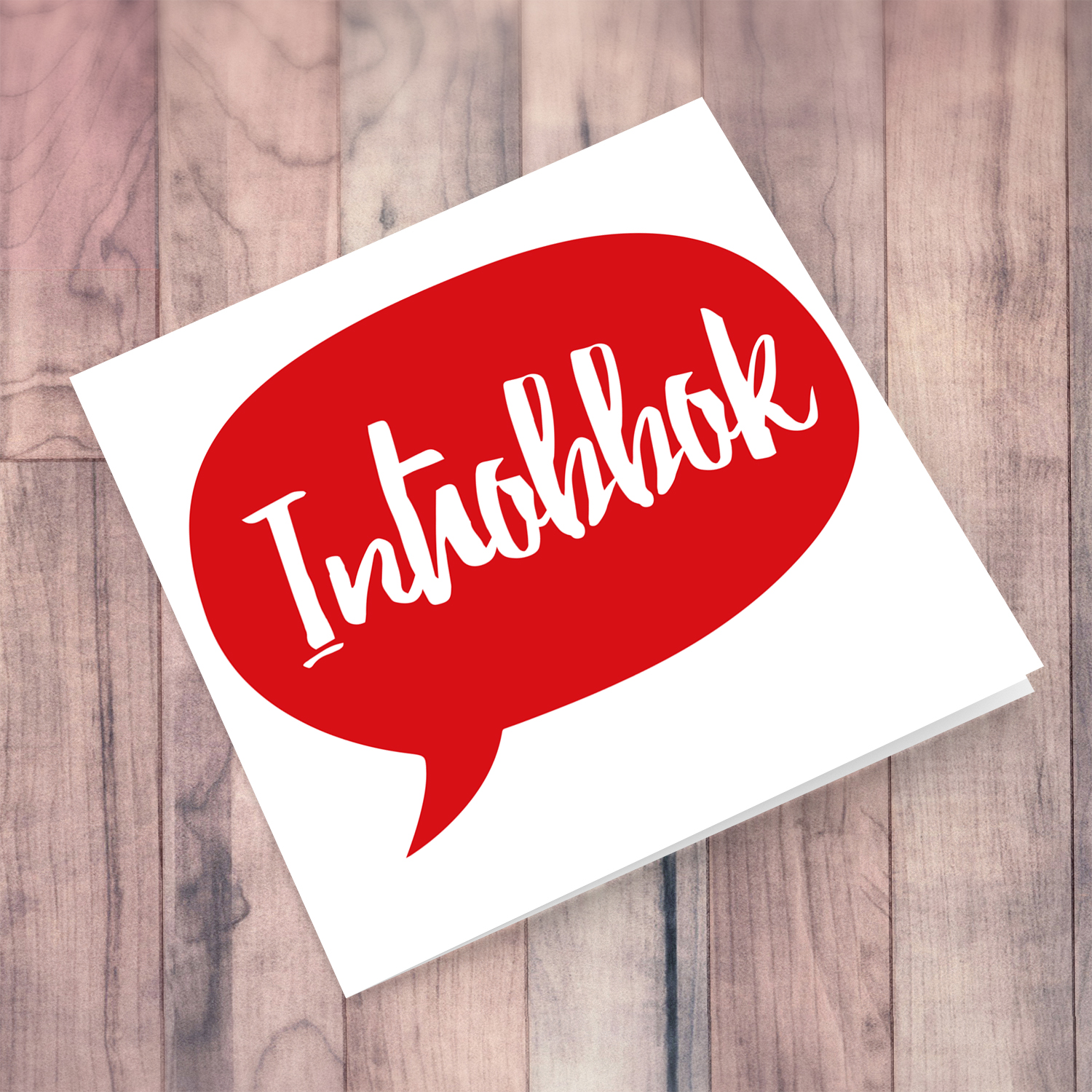 Red speech bubble themed card in Maltese