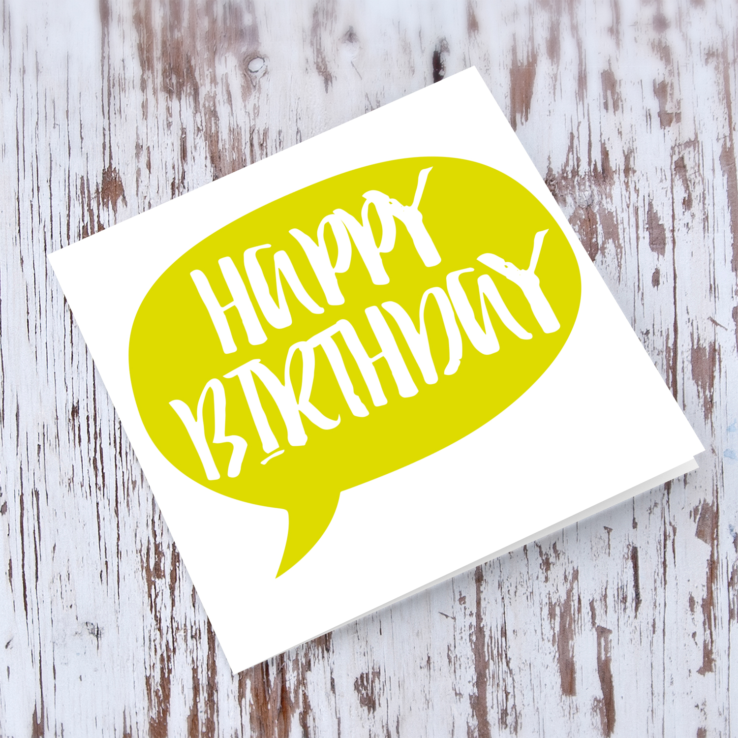 Yellow Speech bubble themed birthday card in English