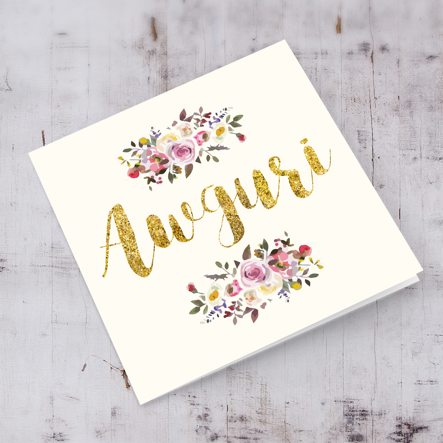 Golden glitter birthday card in Maltese