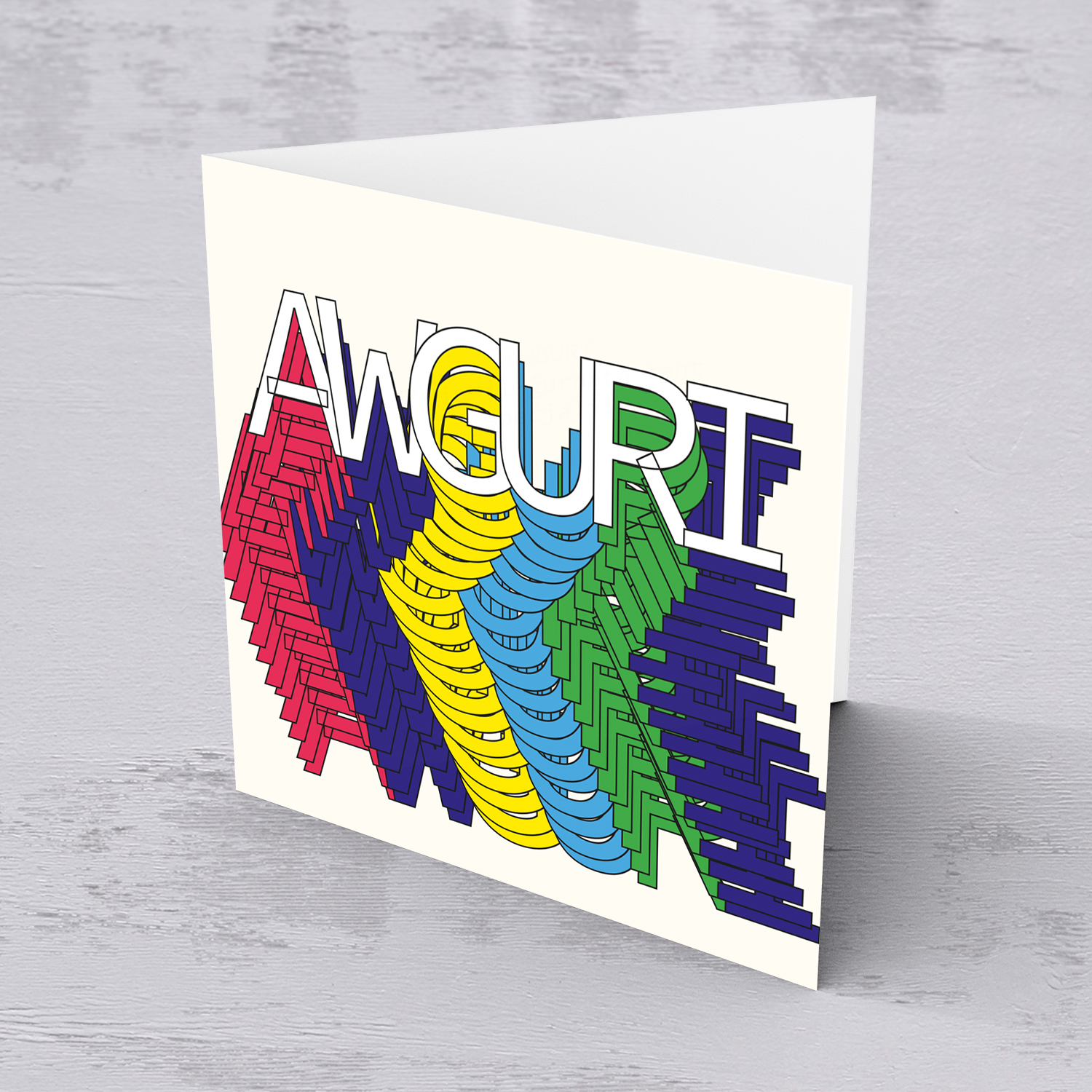 Colourful melting AWGURI birthday card in Maltese