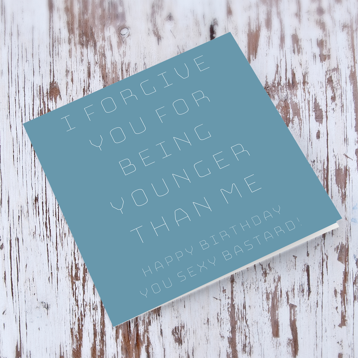 Funny Birthday card with blue background in English