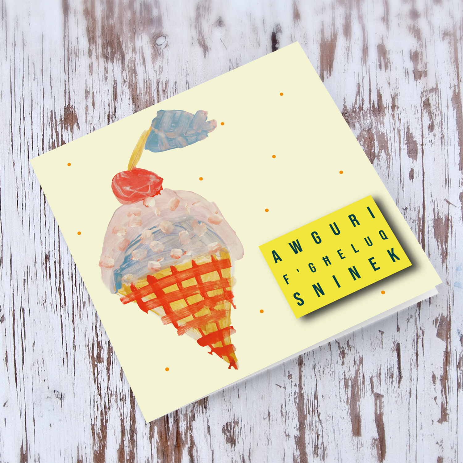 Yummy ice-cream birthday card in Maltese by Elle Mamo