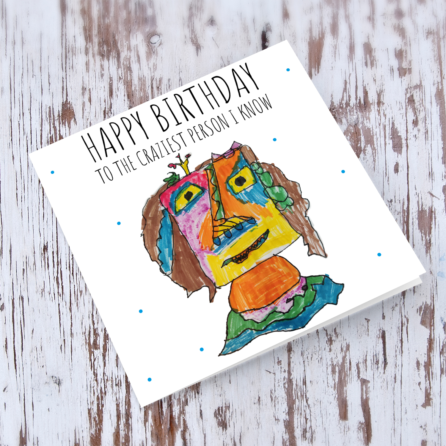 Picasso inspired funny birthday card in English by Elle Mamo