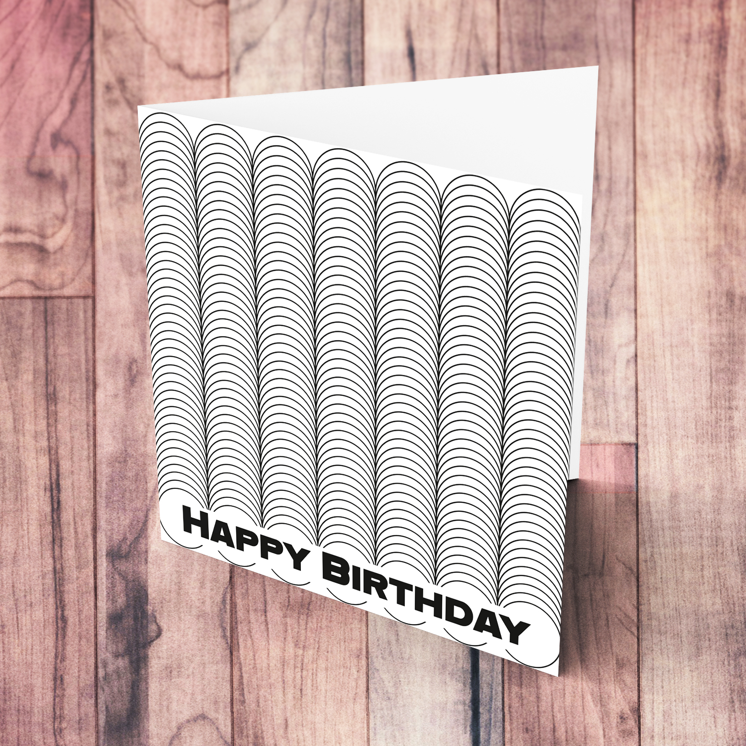 Colouring birthday card with circle patterns in English