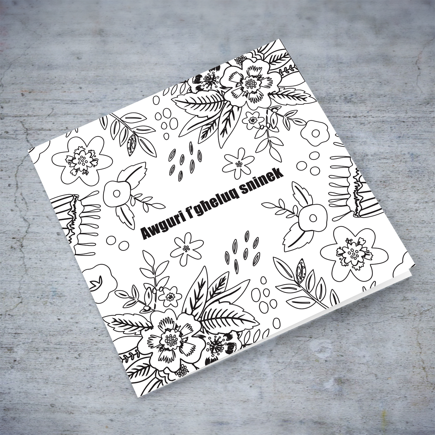 Colouring floral birthday card in Maltese