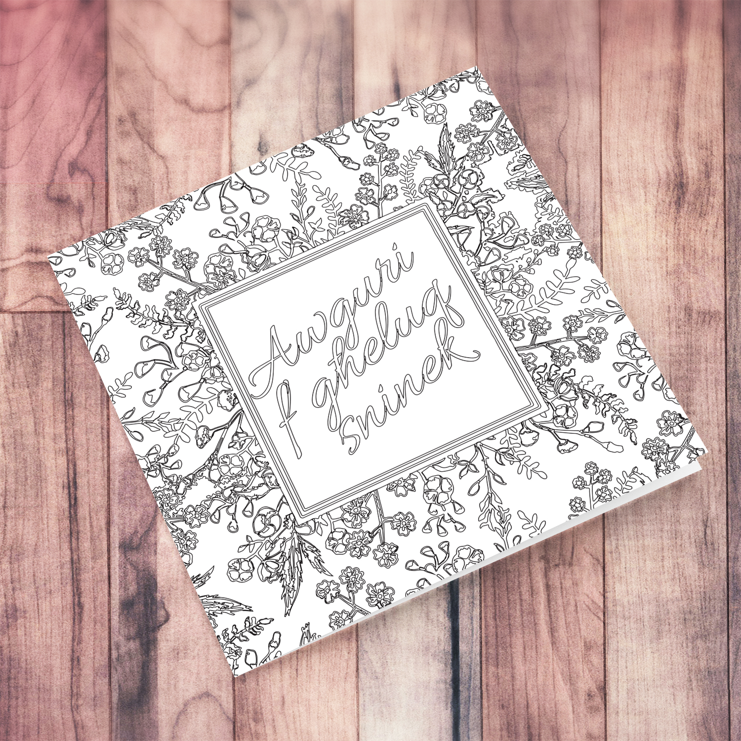 Colouring card with lots of florals in Maltese