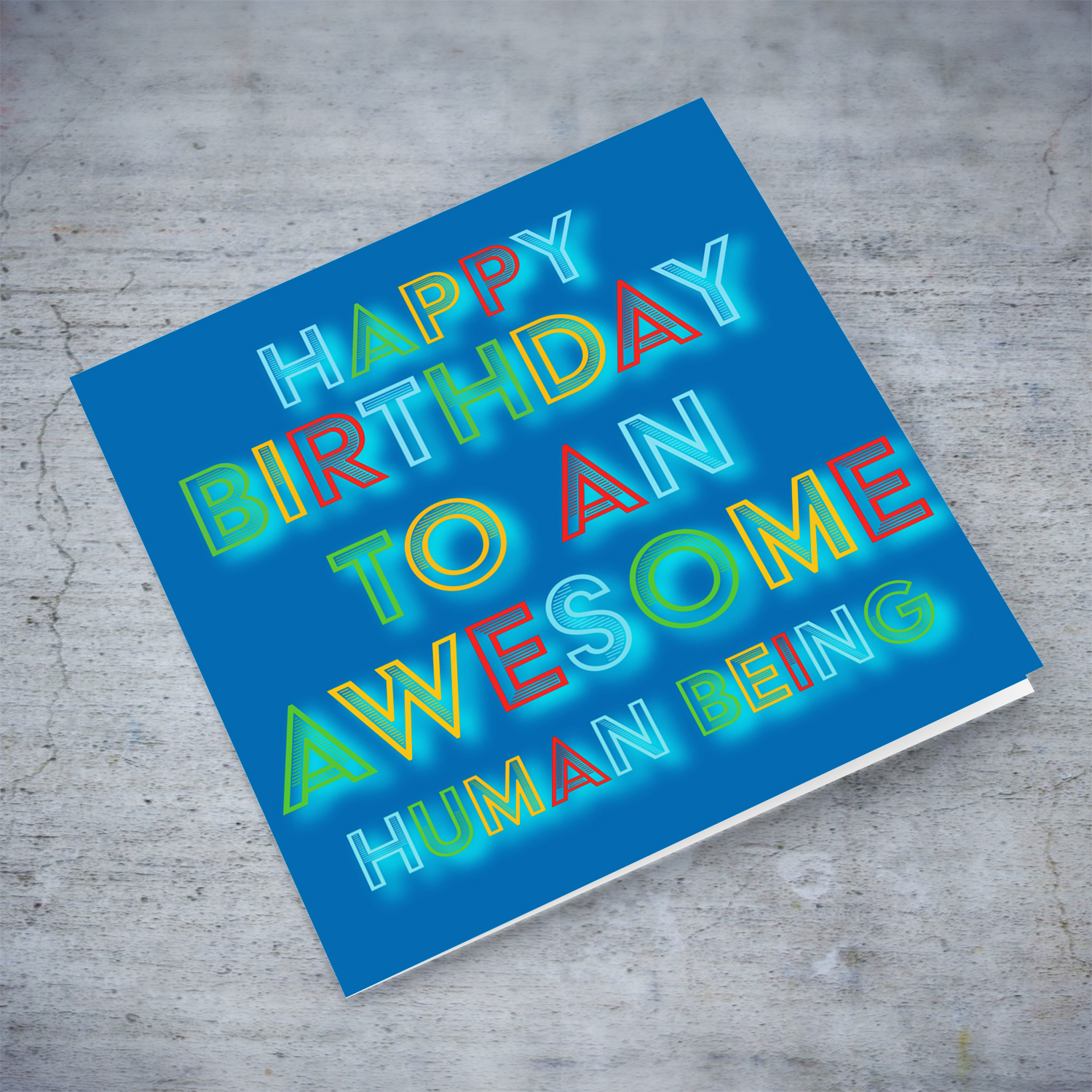 Colourful and fun birthday card for an awesome human being in English
