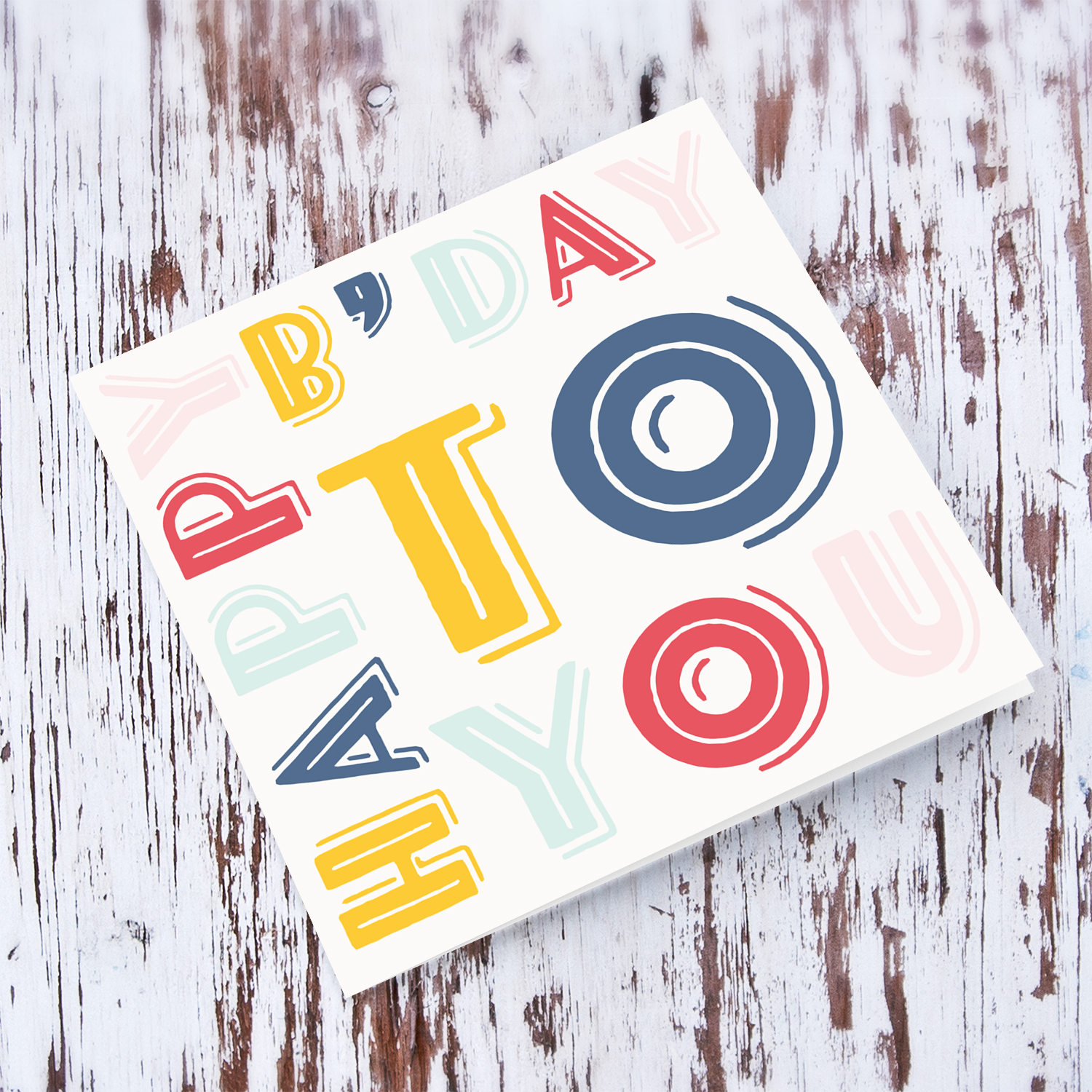 A colourful and fun open neutral birthday card - happy birthday to you in English