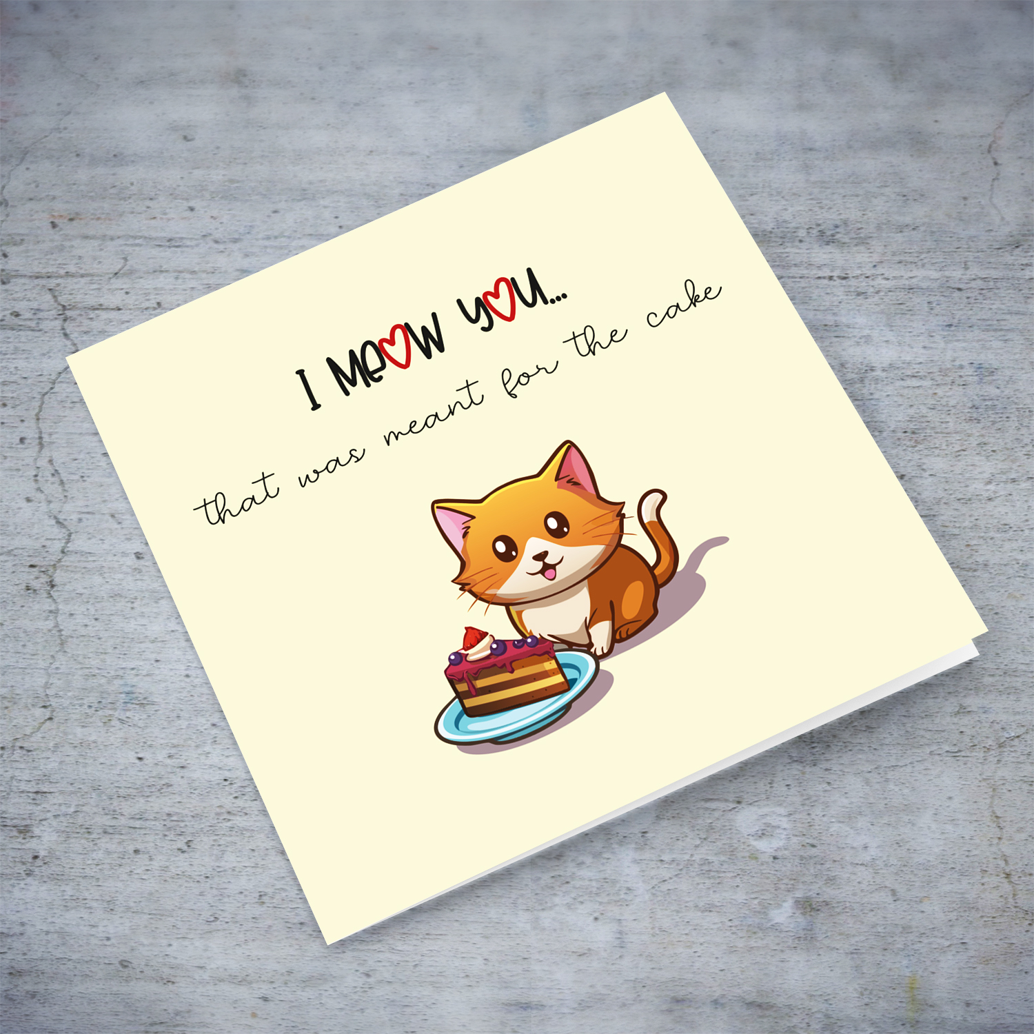A cute and funny birthday card - cat themed in English
